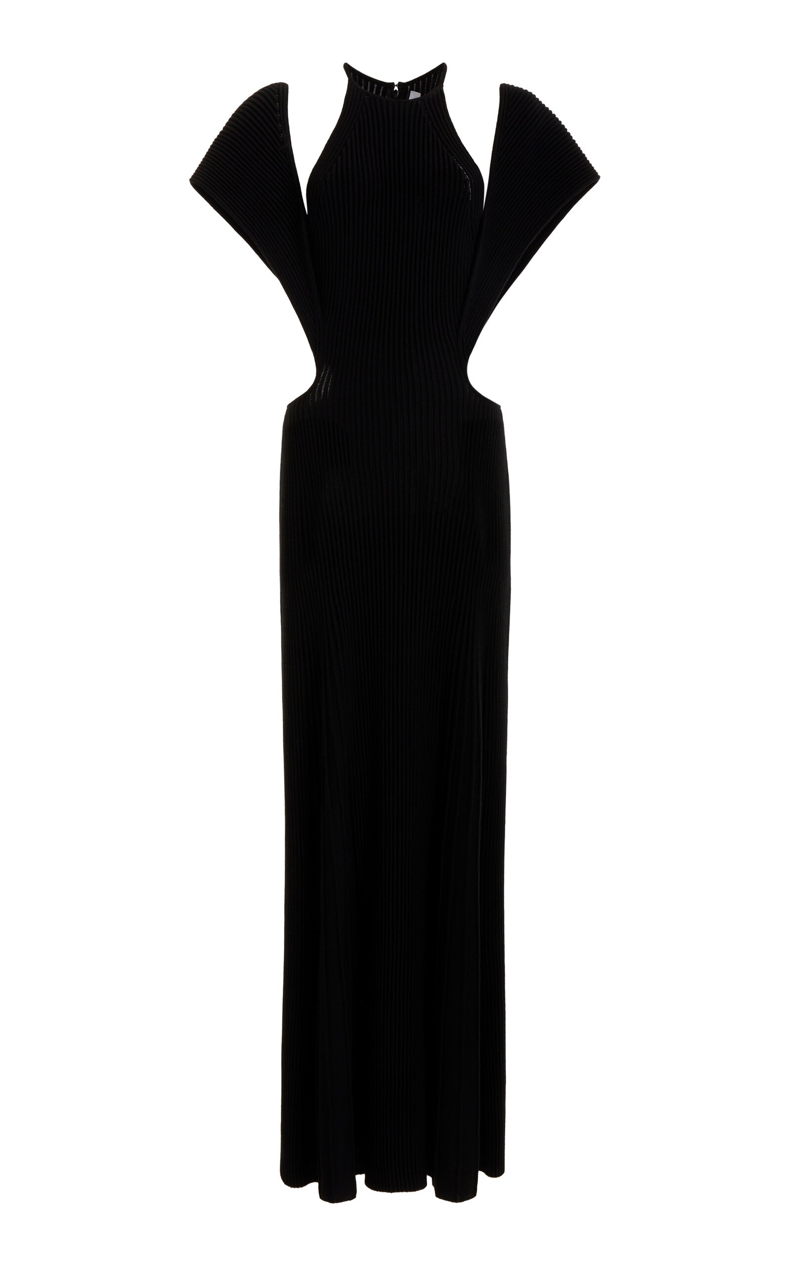 Shop Chloé Cutout Wool Midi Dress In Black