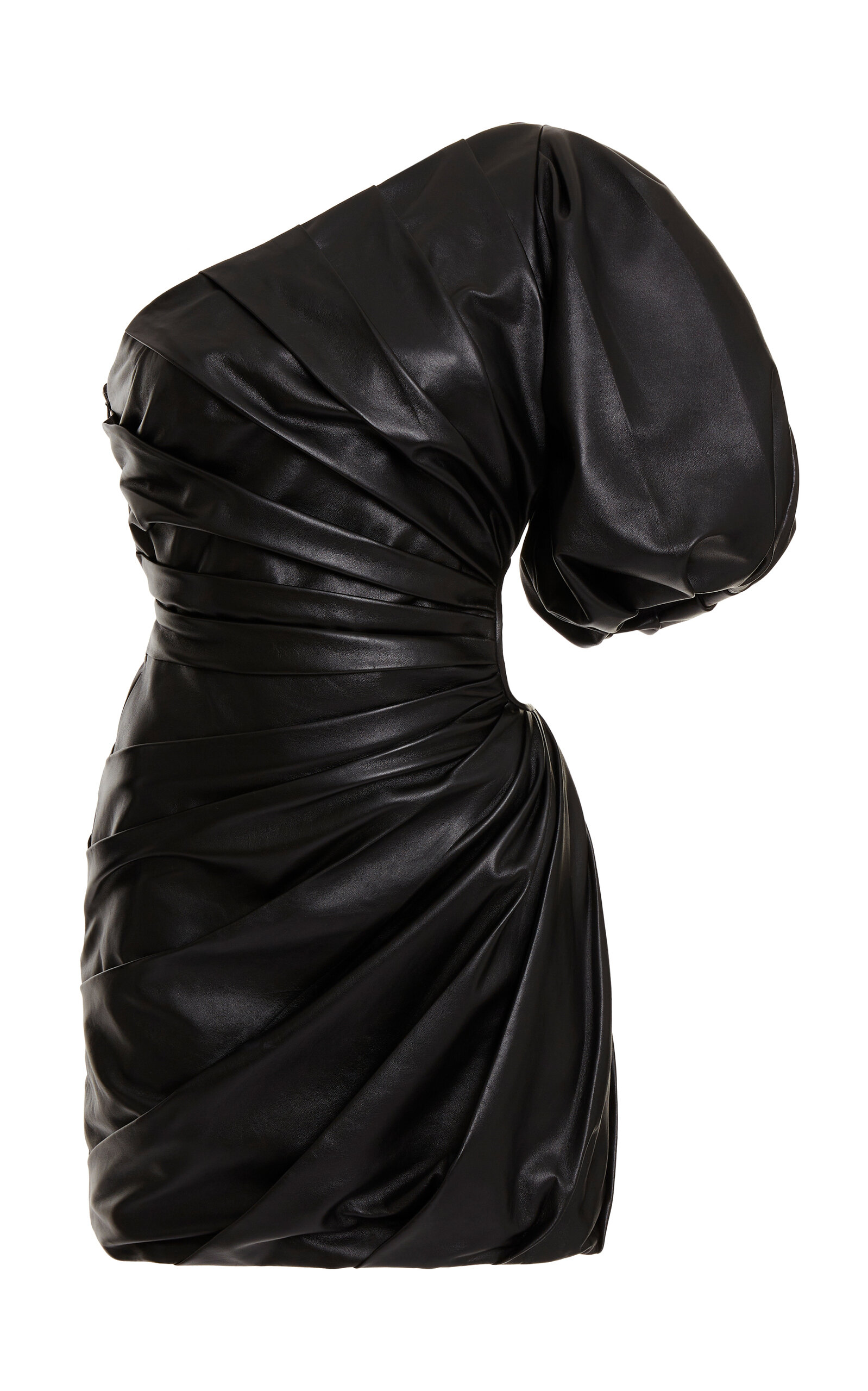 Chloé One-shoulder Leather Mini Dress In Black ModeSens