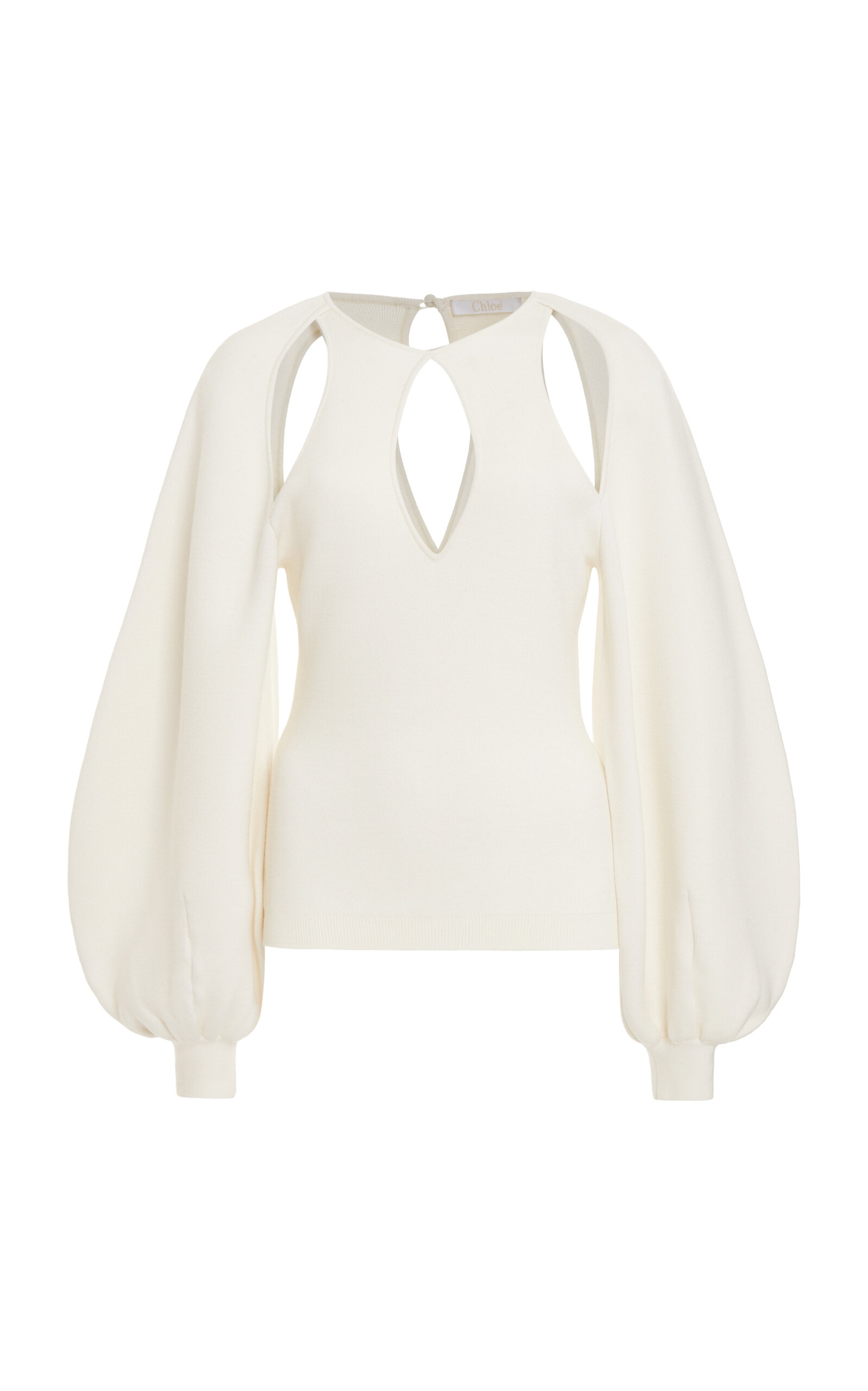 Chloé Balloon-sleeve Wool-silk Top In White