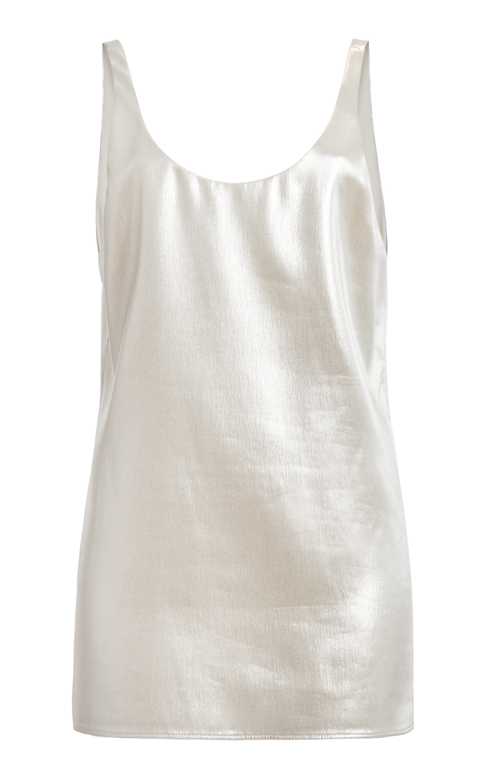 Chloé Laminated Silk Tank Top In Silver
