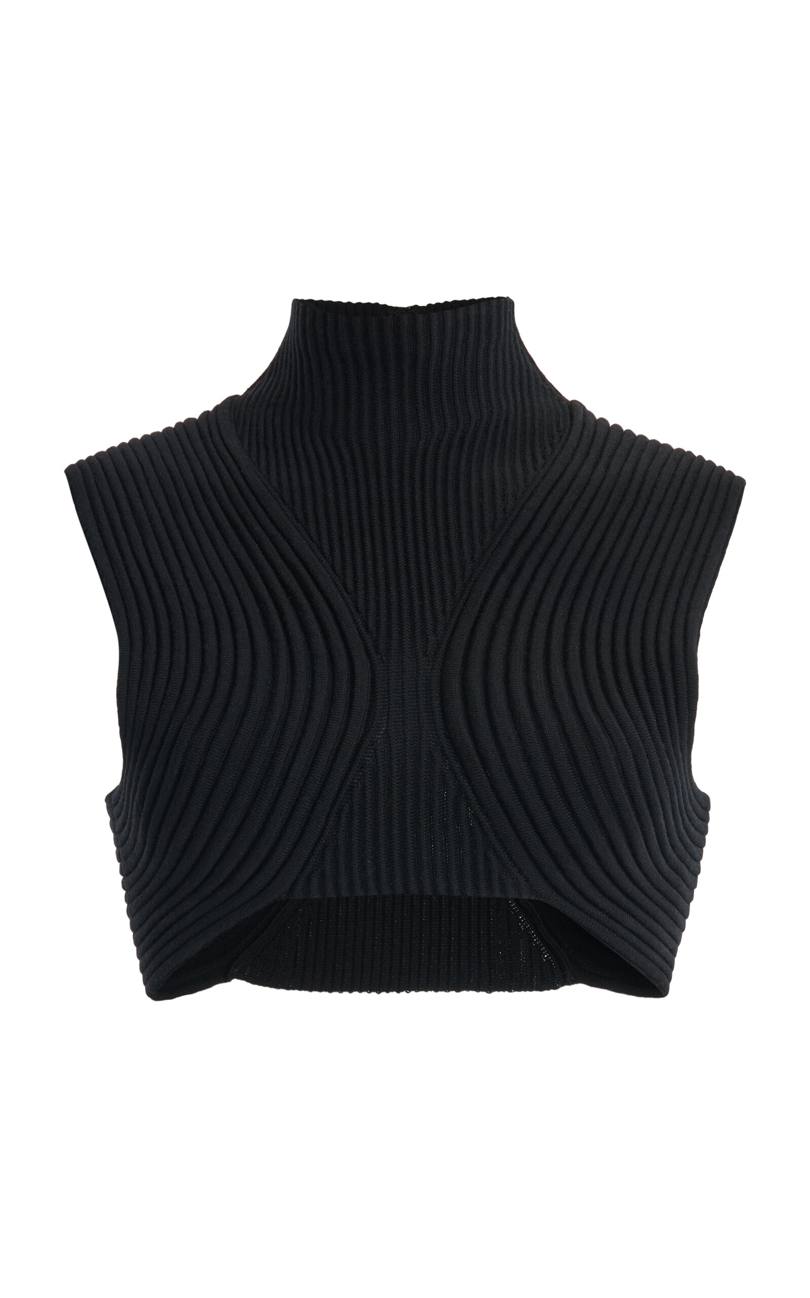 Chloé Mockneck Wool Crop Top In Black