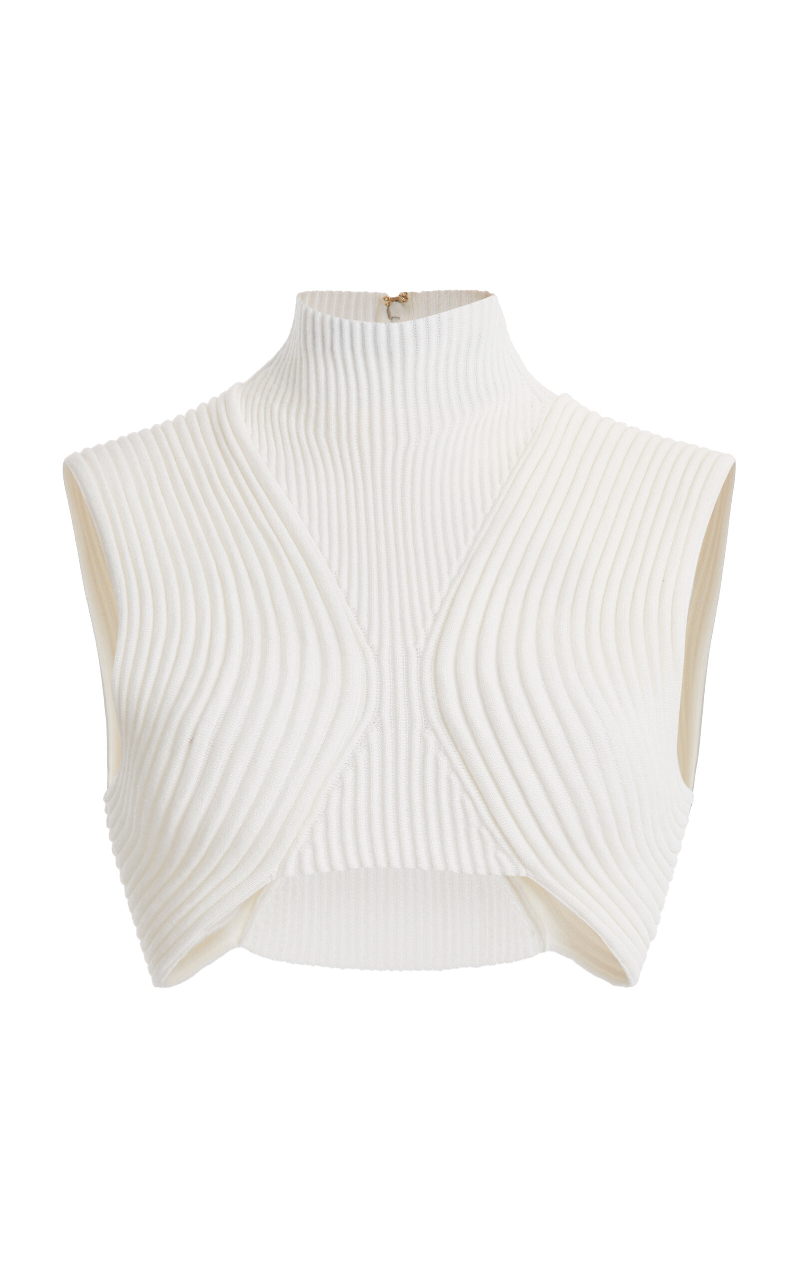 Chloé Mockneck Wool Crop Top In White