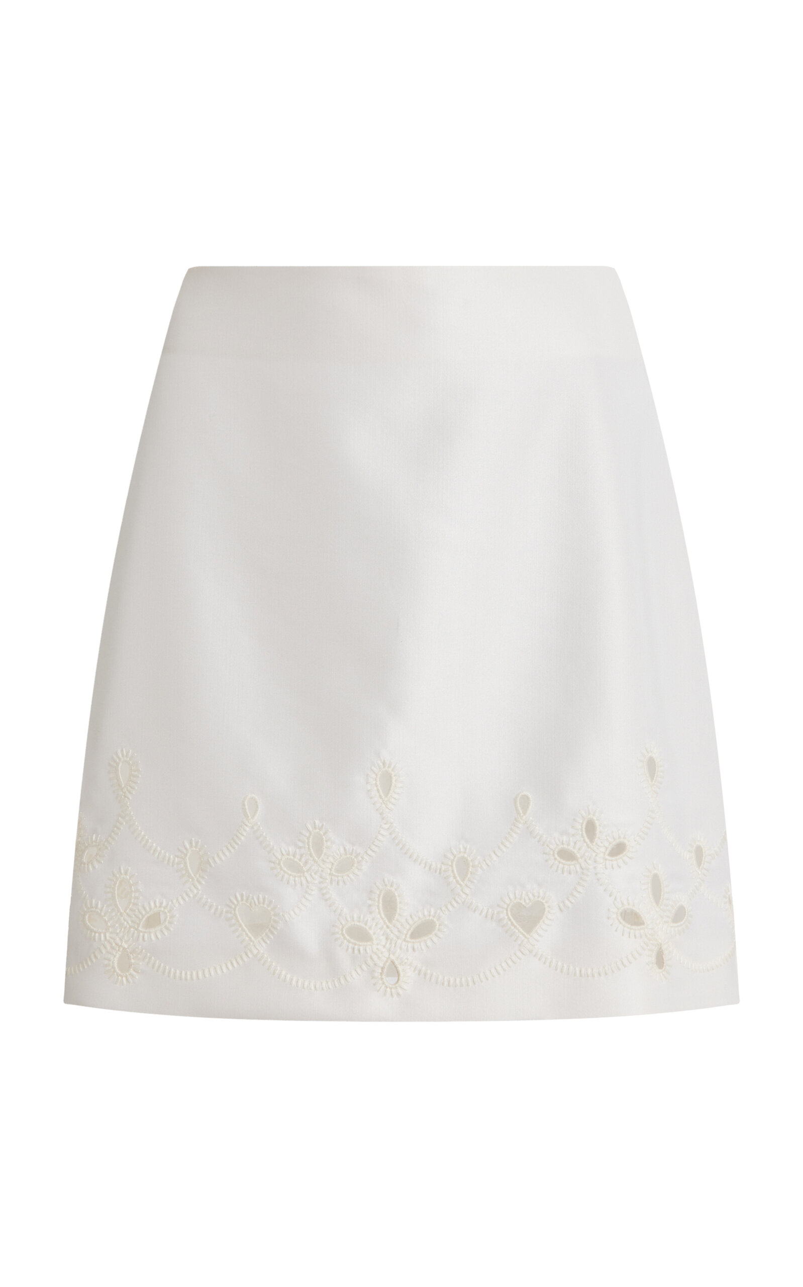 Shop Chloé Eyelet Cutout Wool-silk Mini Skirt In White
