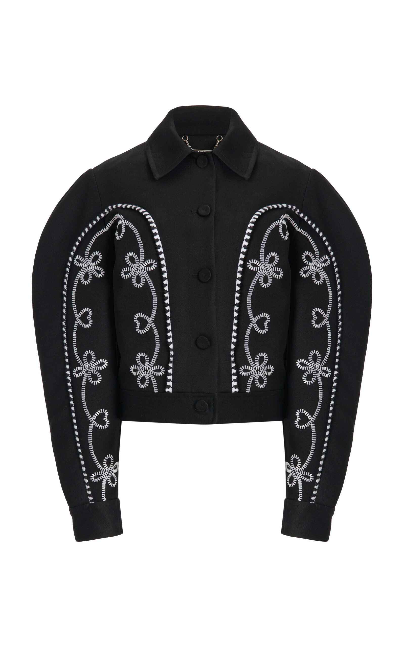 Shop Chloé Embellished Virgin Wool Jacket In Black,white