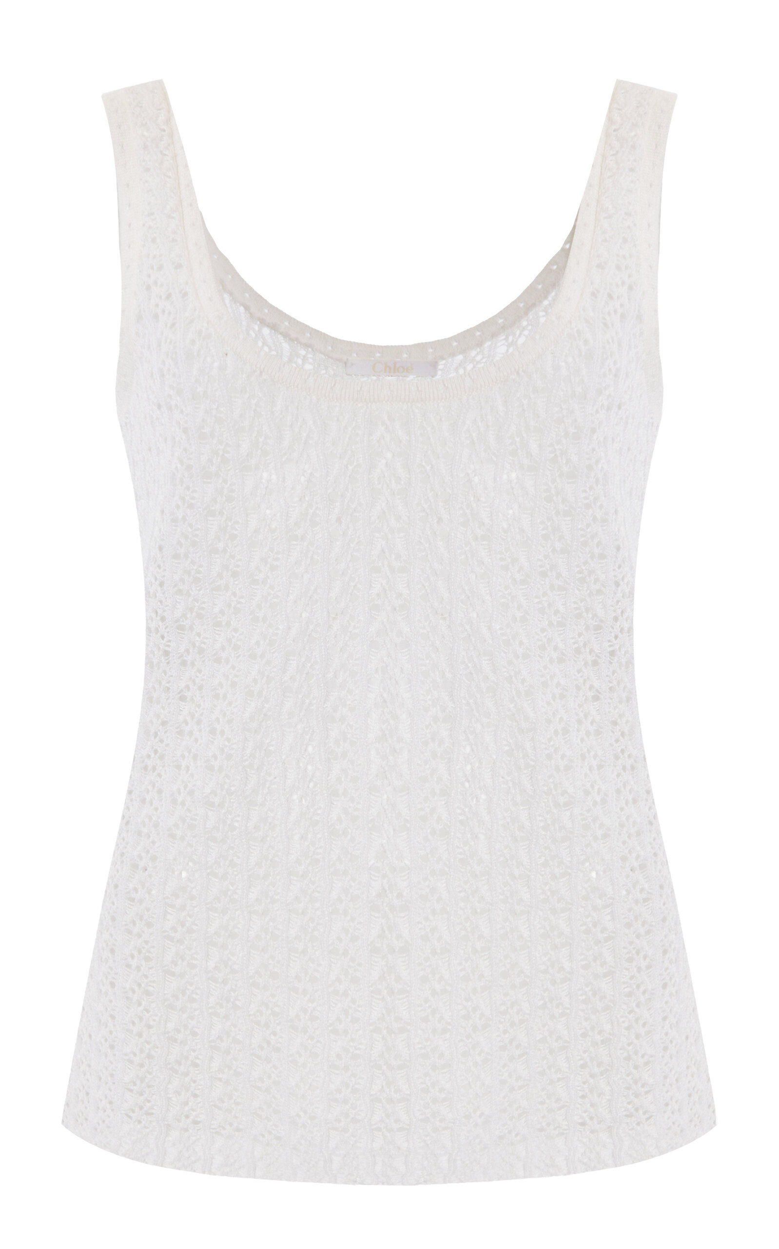 Chloé - Lace-Knit Silk-Linen Tank Top - White - L - Moda Operandi