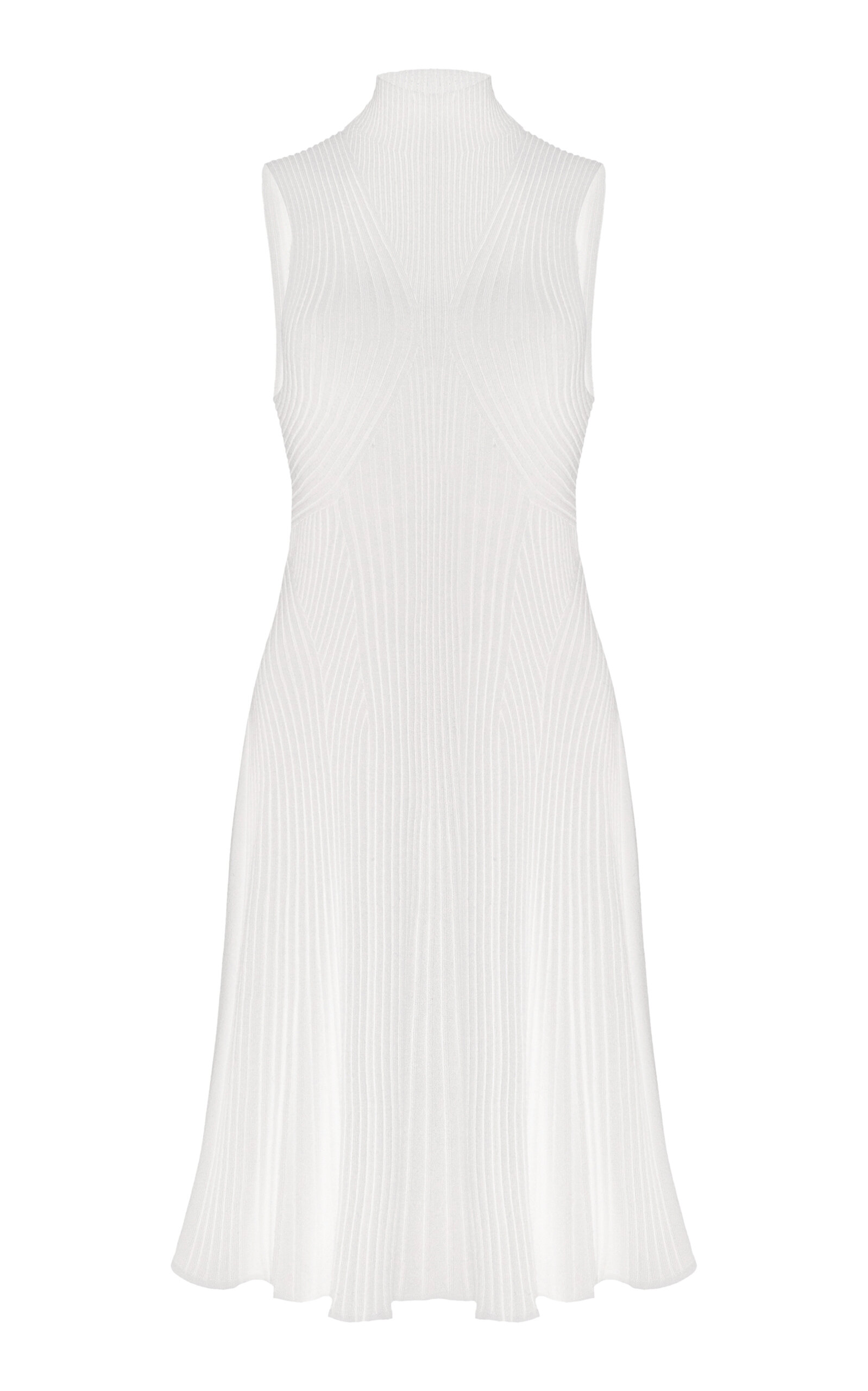 Shop Chloé Ribbed-knit Wool Turtleneck Mini Dress In White