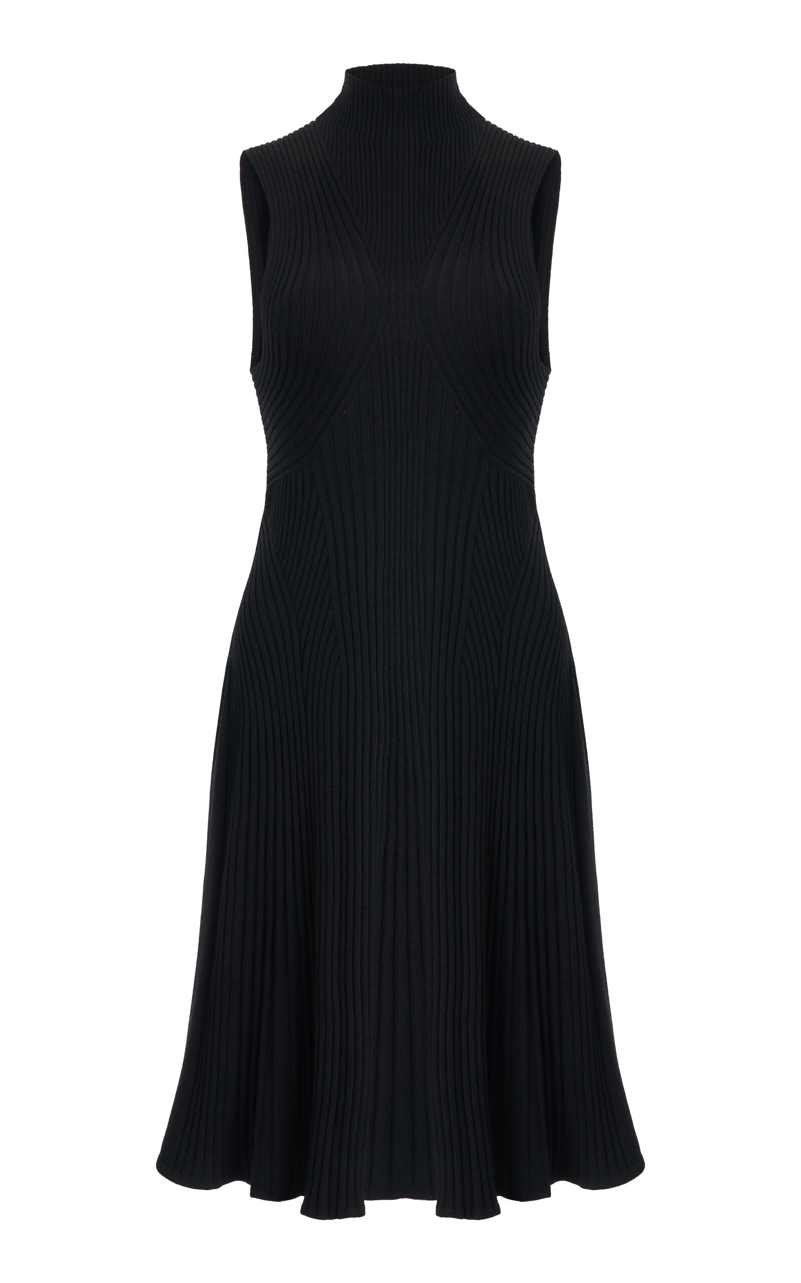 Chloé Ribbed Wool Turtleneck Mini Dress In Black