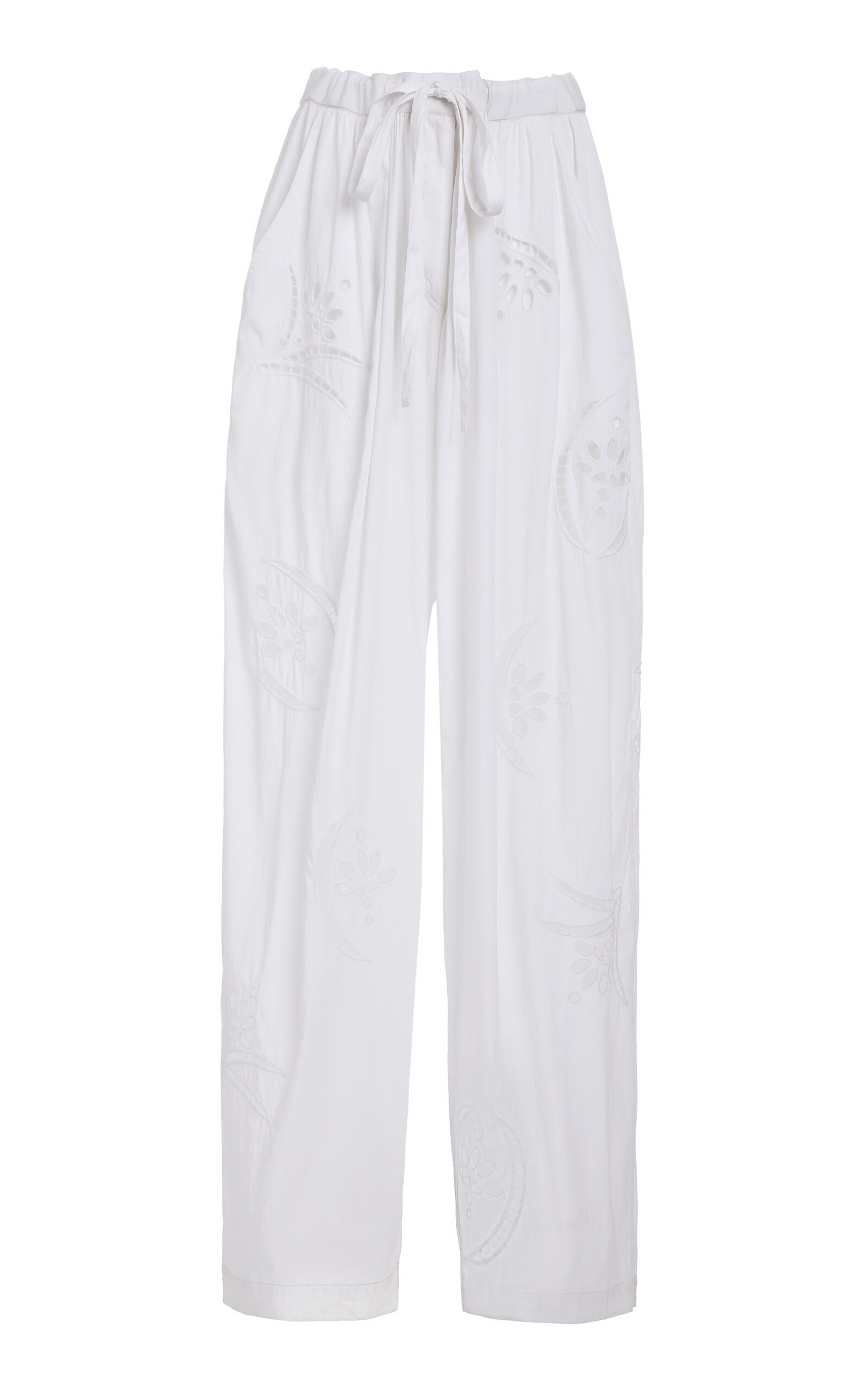Isabel Marant Hectorina Eyelet-Embroidered Poplin Wide-Leg Pants
