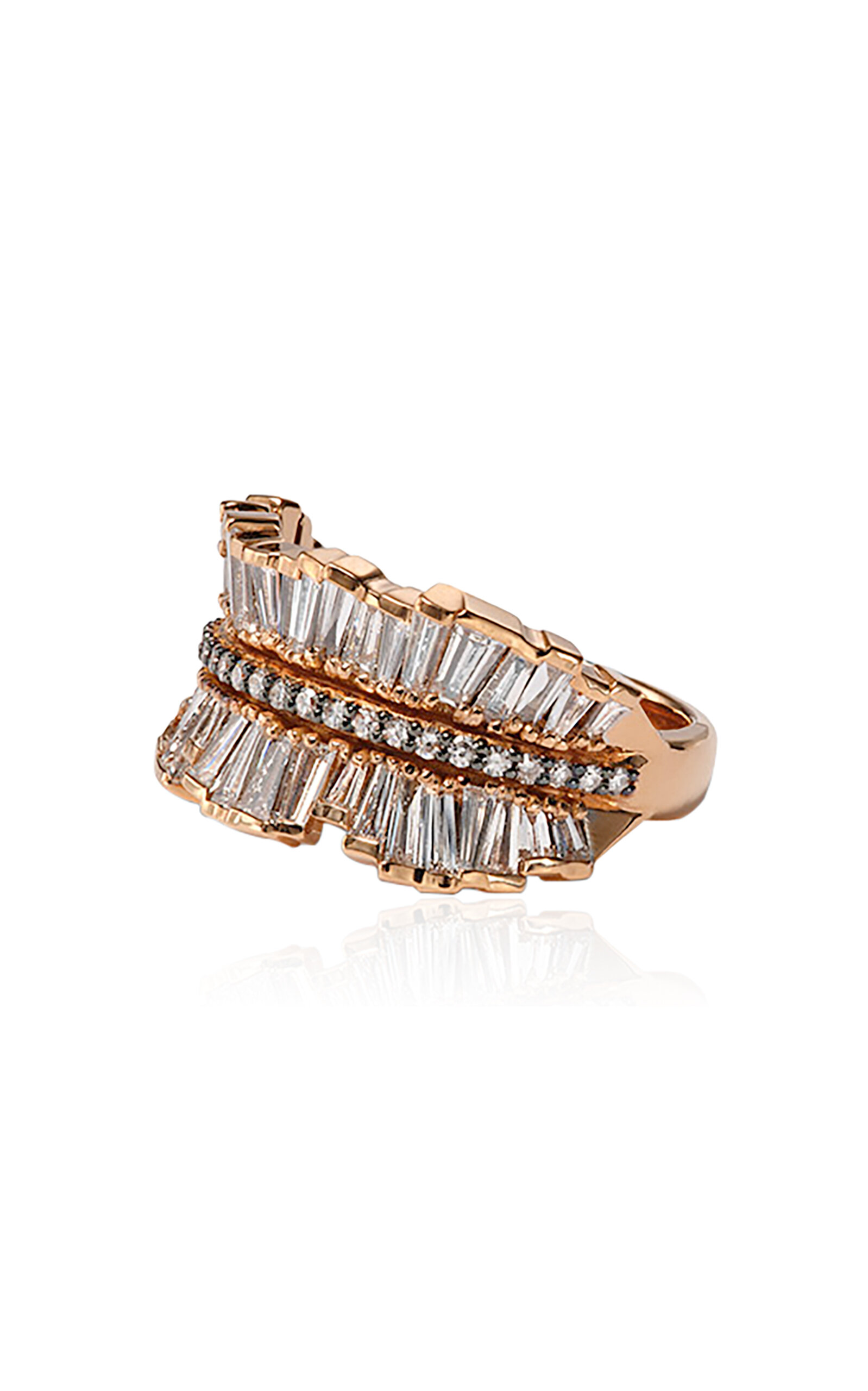 NAK ARMSTRONG 20K ROSE GOLD DOUBLE RUCHED RIBBON RING