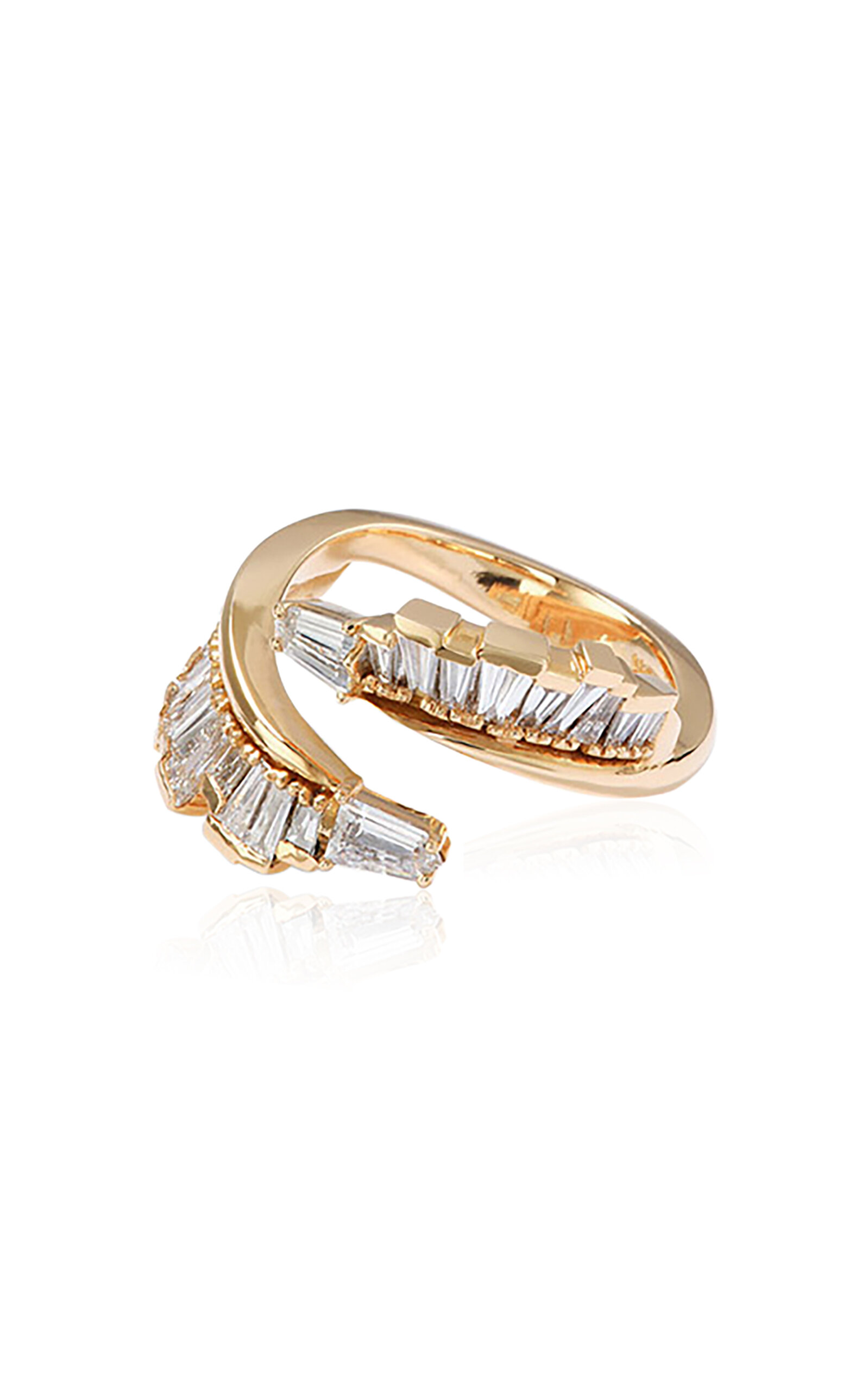 Nak Armstrong Ruched Open Coil Ring With Diamond Tips And 20k Recycled Rose Gold In White