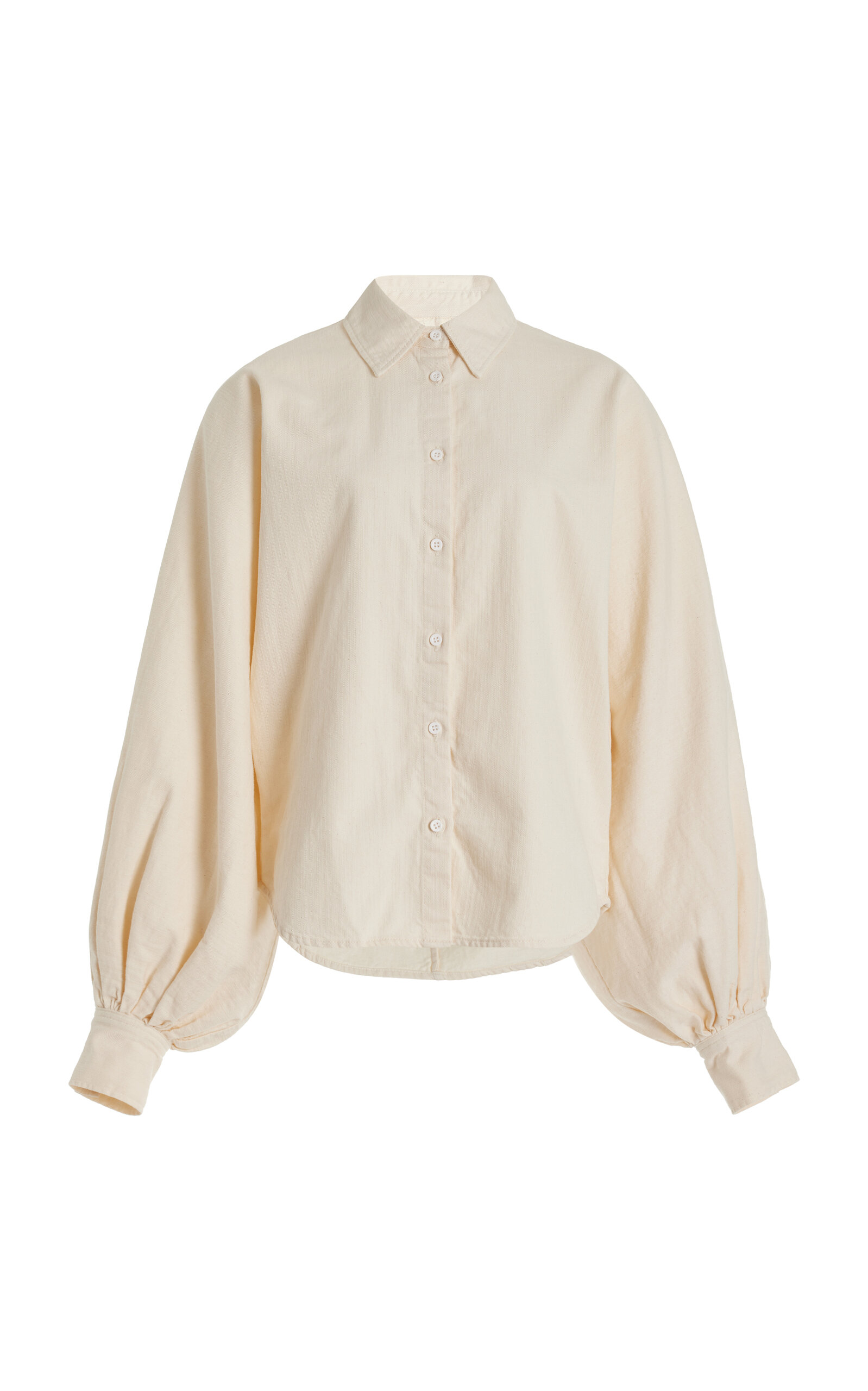 Made In Tomboy Claire Balloon-sleeve Chambray Shirt In Ivory