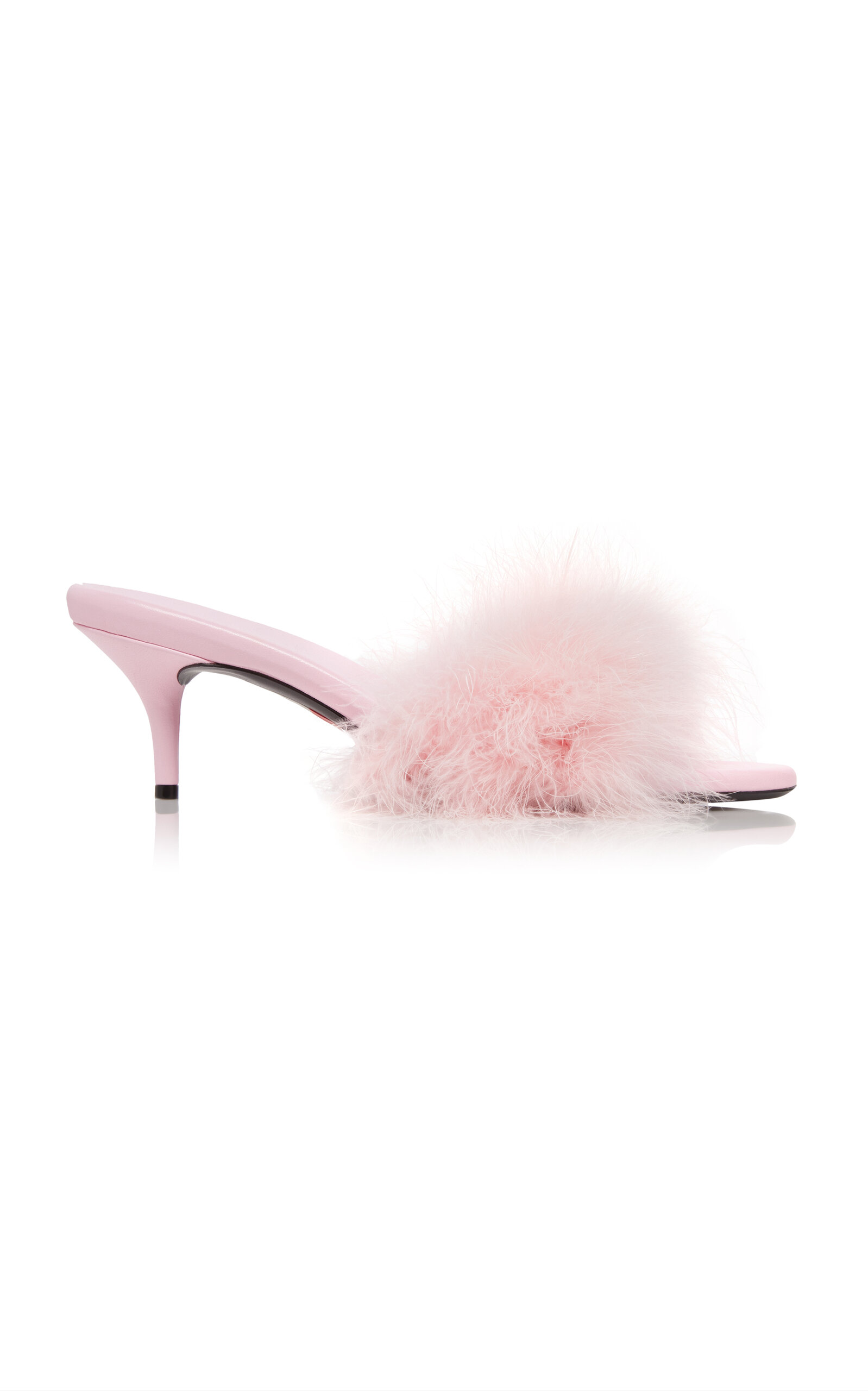 Shop Balenciaga Boudoir Feather-trimmed Leather Sandals In Pink