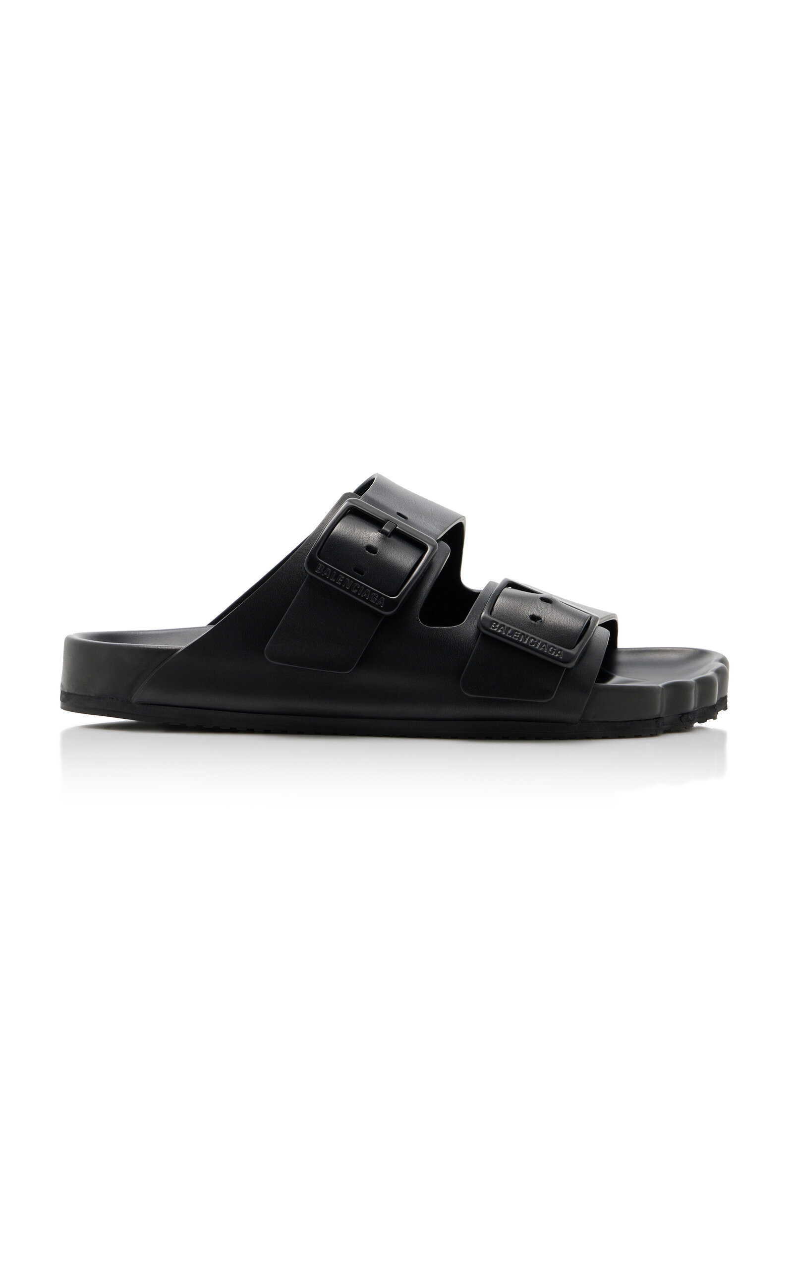 Shop Balenciaga Sunday Leather Slide Sandals In Black