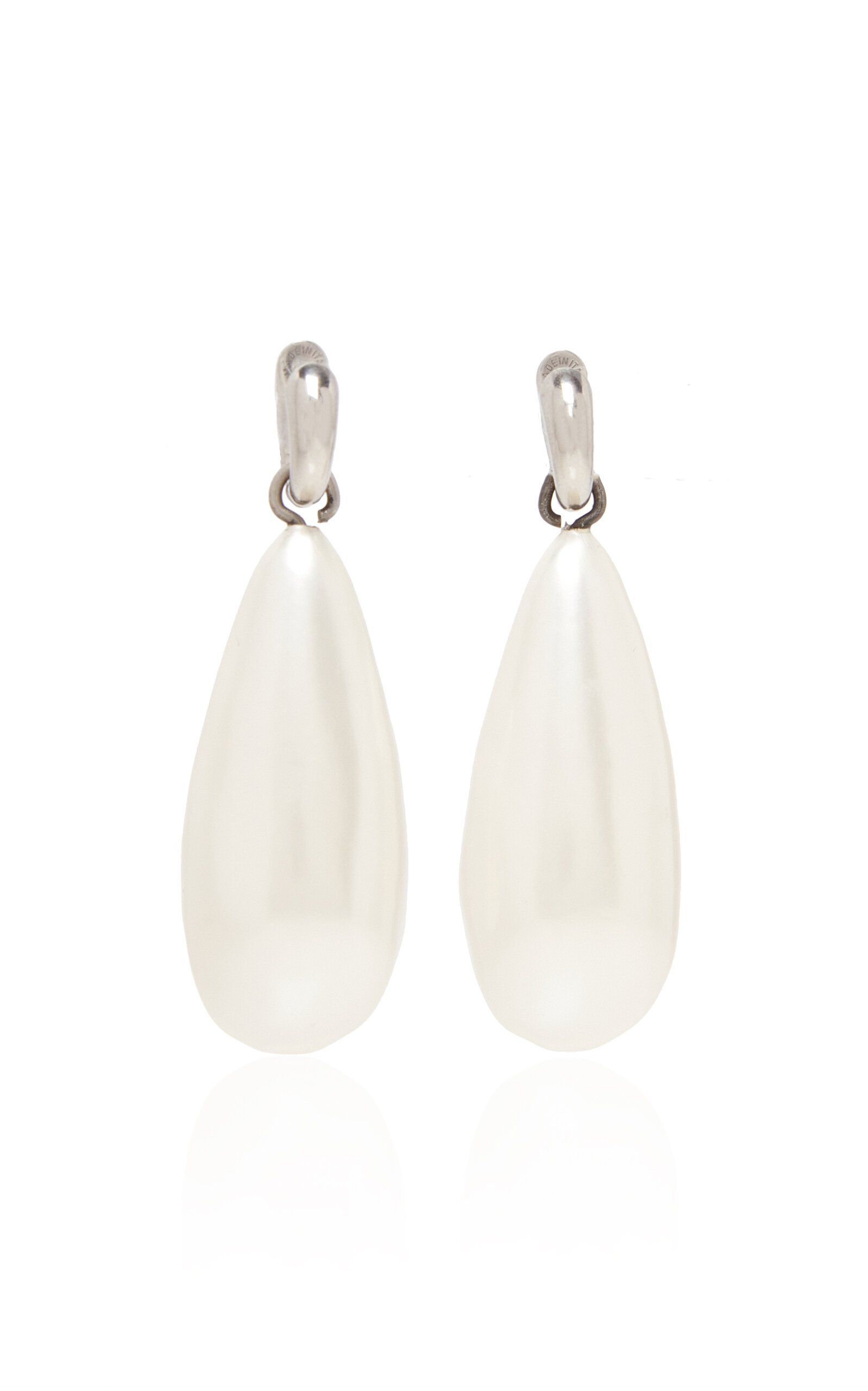 Balenciaga Palazzo Silver-tone Resin Pearl Earrings In White