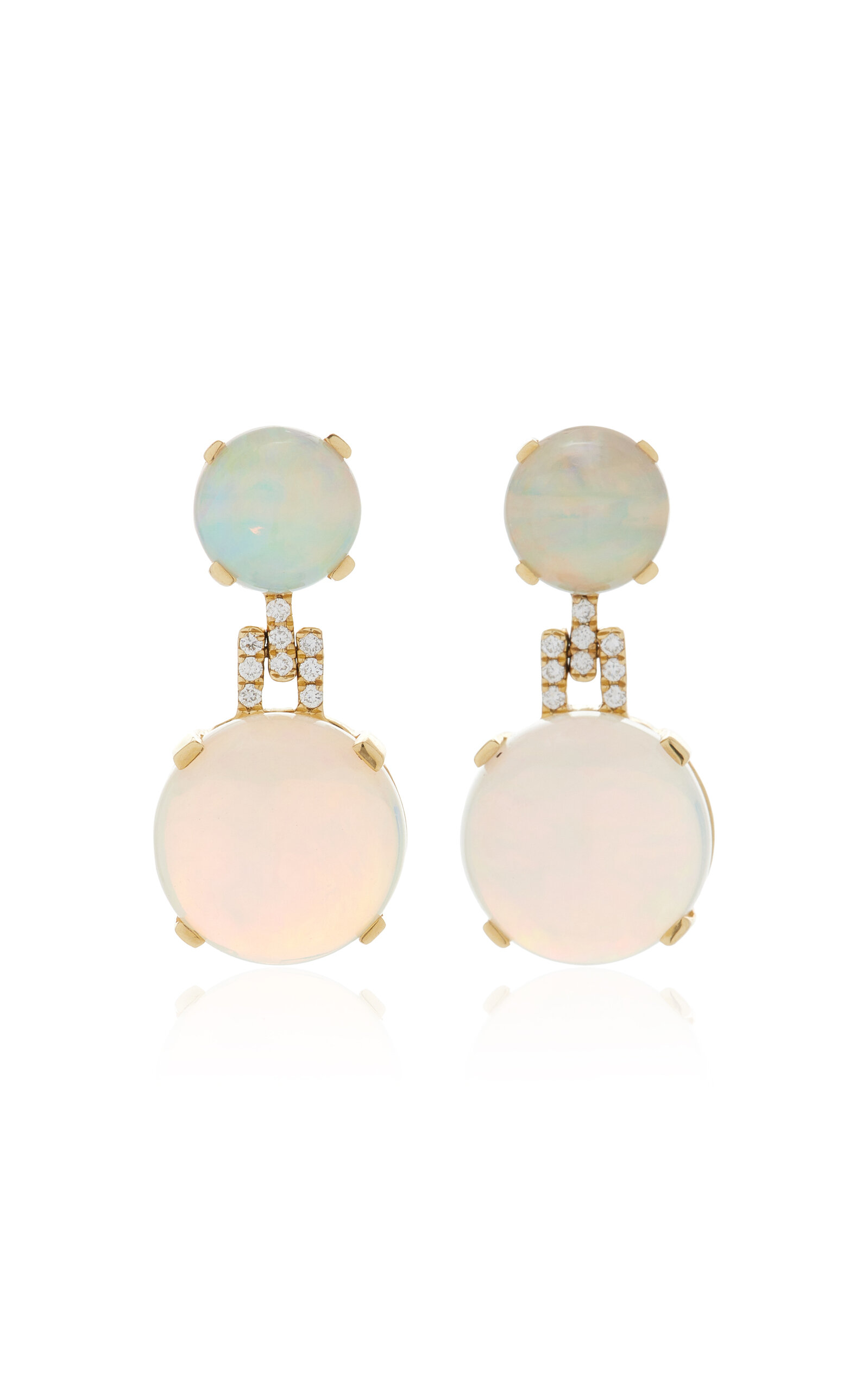 18K Yellow Gold Opal and Diamond Earrings