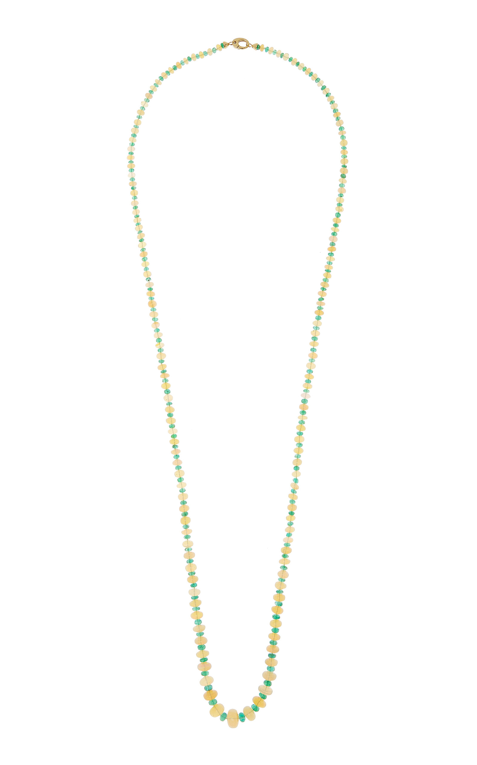 18K Yellow Gold Opal and Emerald Necklace