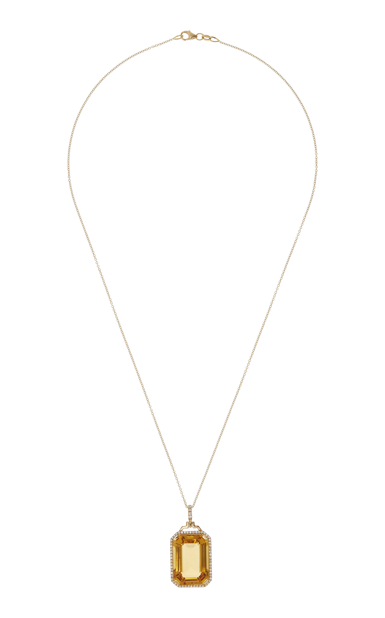 18K Yellow Gold Citrine and Diamond Pendant Necklace