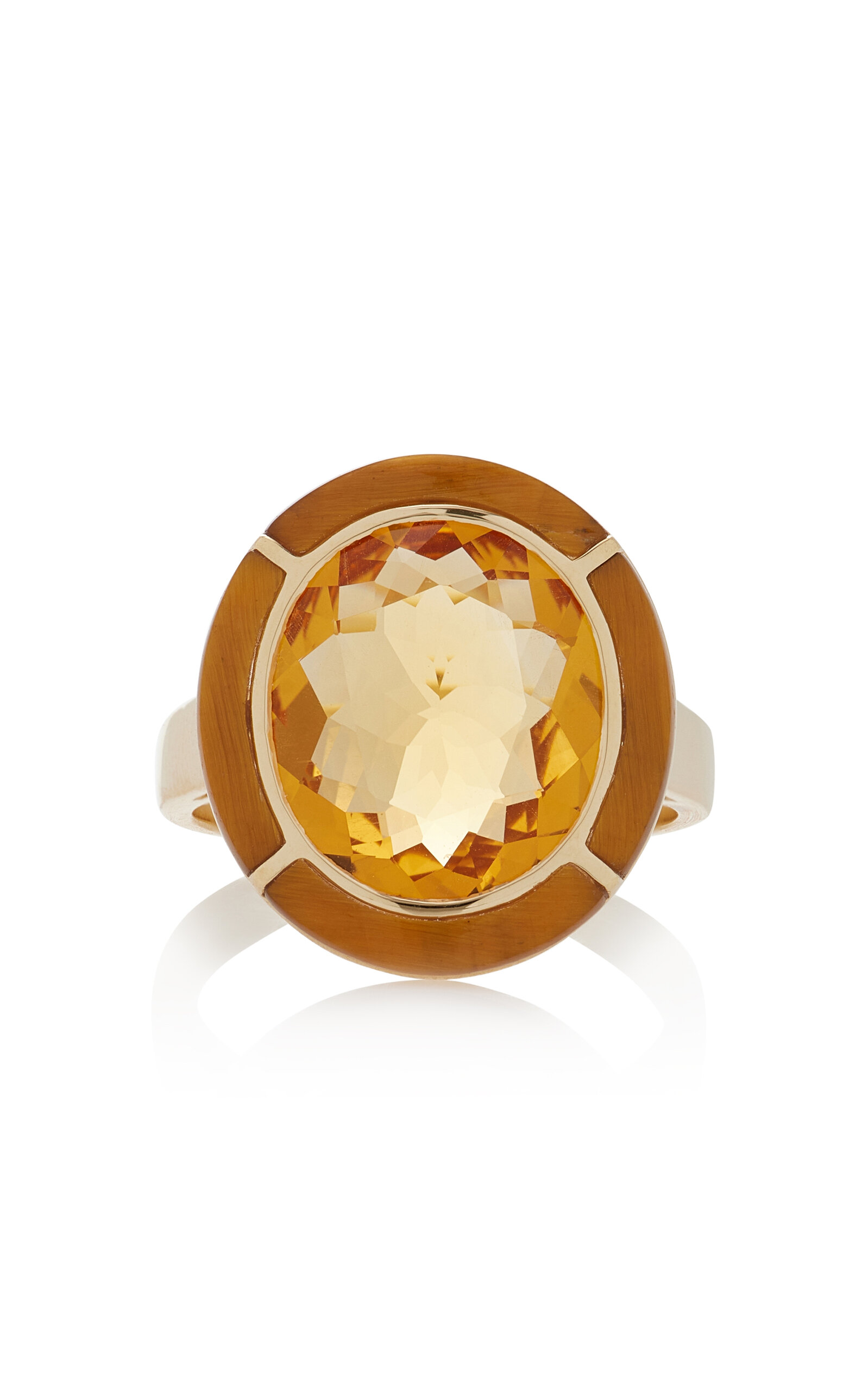 18K Yellow Gold Citrine and Tiger's Eye Ring