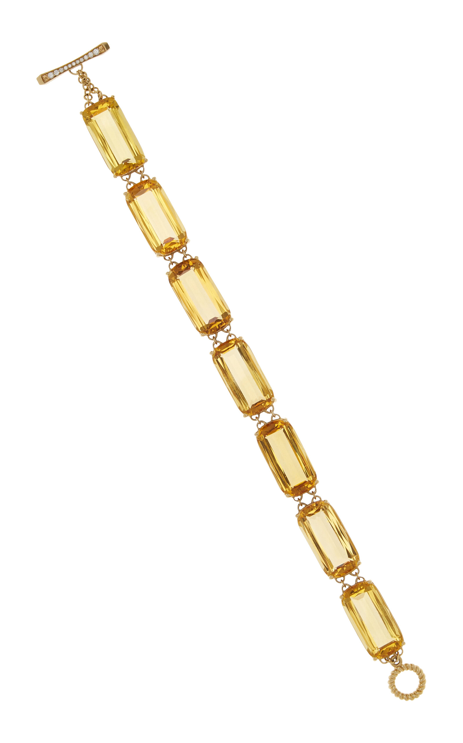18K Yellow Gold Citrine and Diamond Bracelet