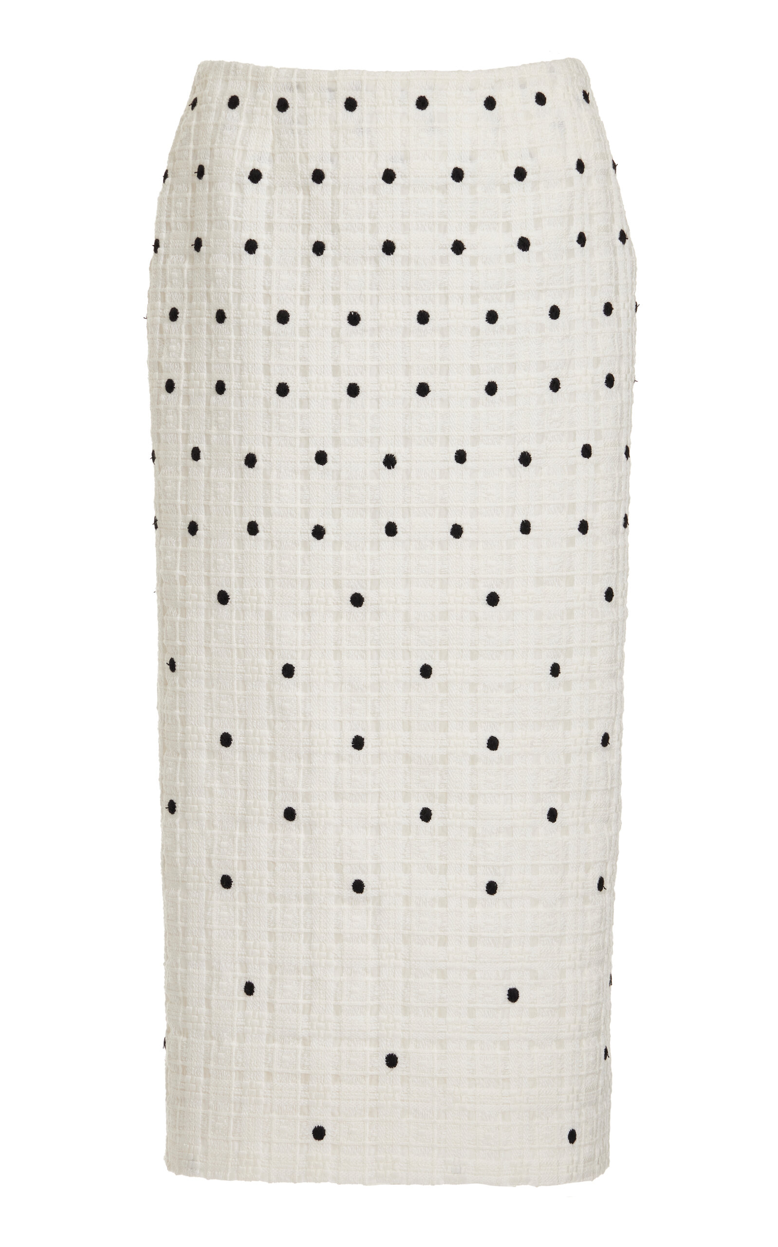 Dotted Tweed Midi Pencil Skirt