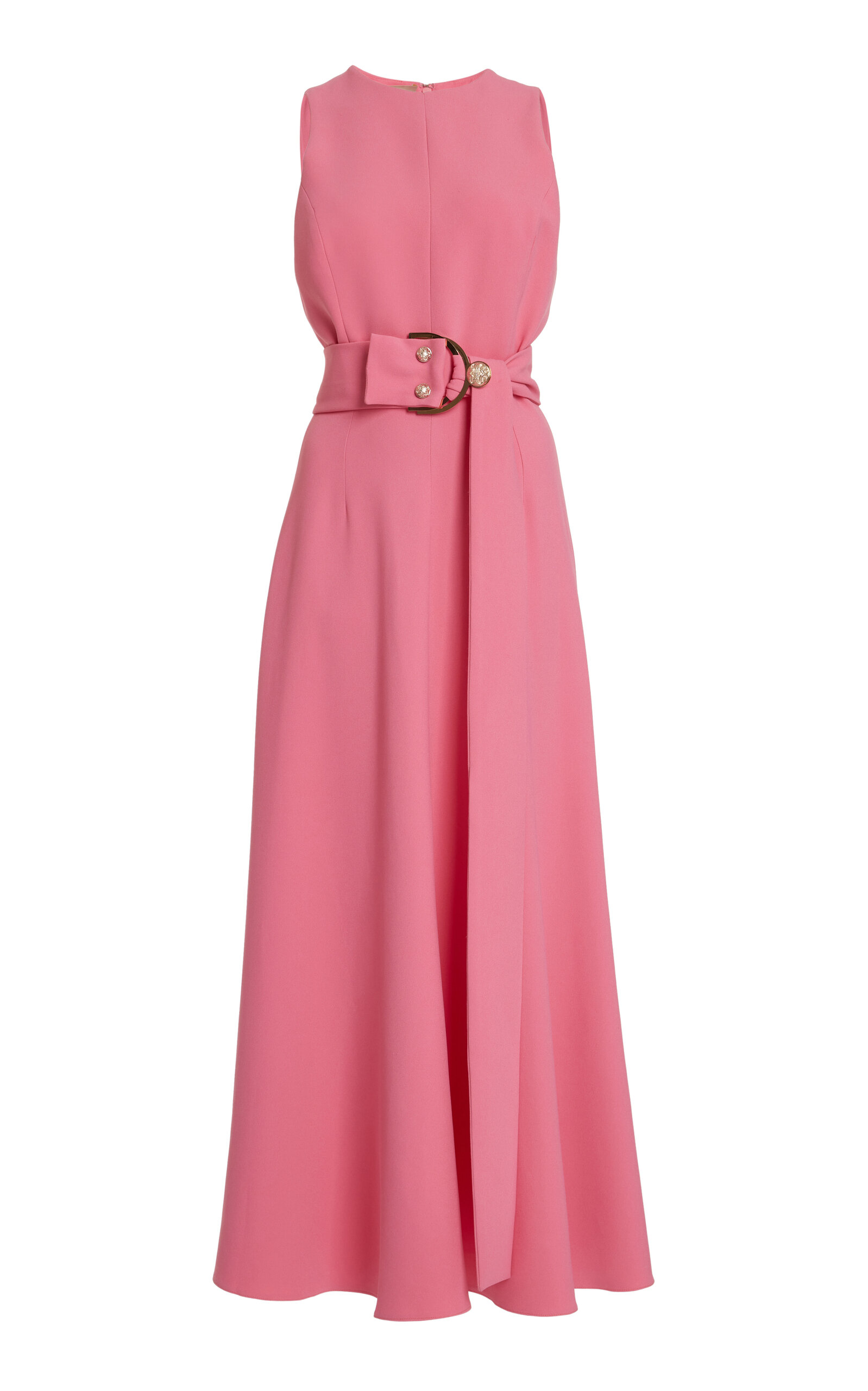 Elie Saab Belted Cady Midi Dress In Pink