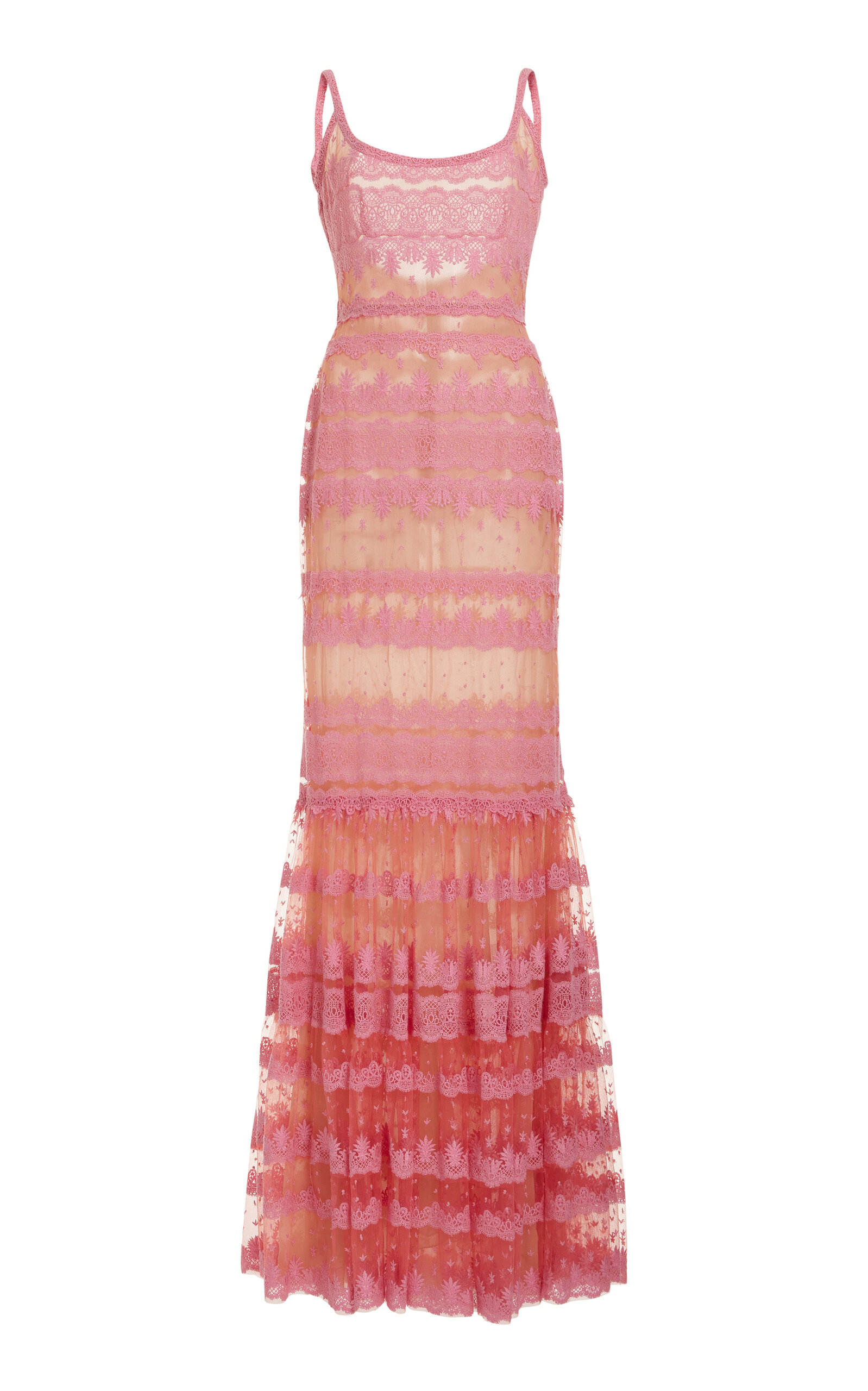 Elie Saab Lace-embroidered Maxi Dress In Pink