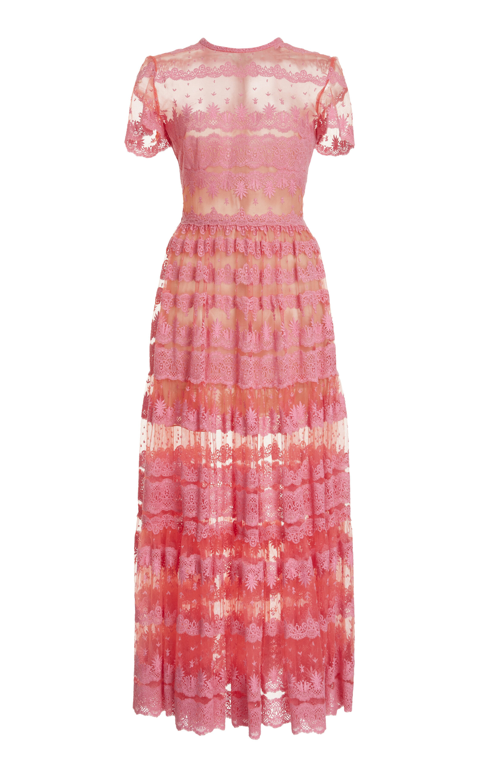 Elie Saab Lace-embroidered Midi Dress In Pink