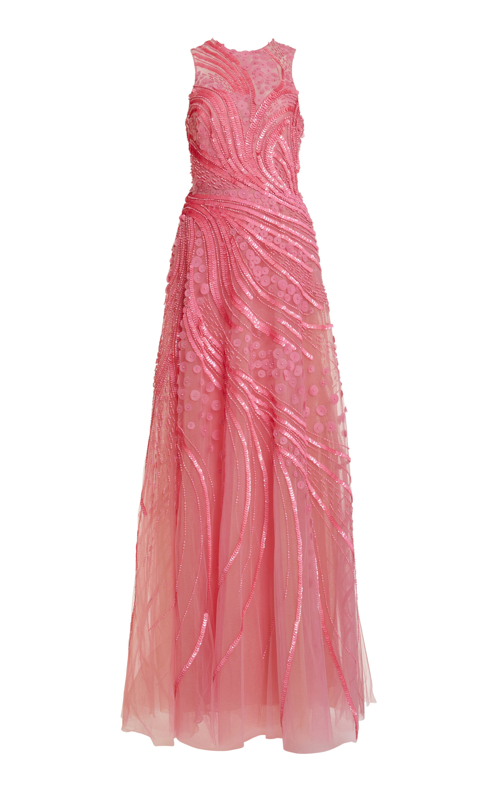 Elie Saab Beaded Maxi Dress In Pink