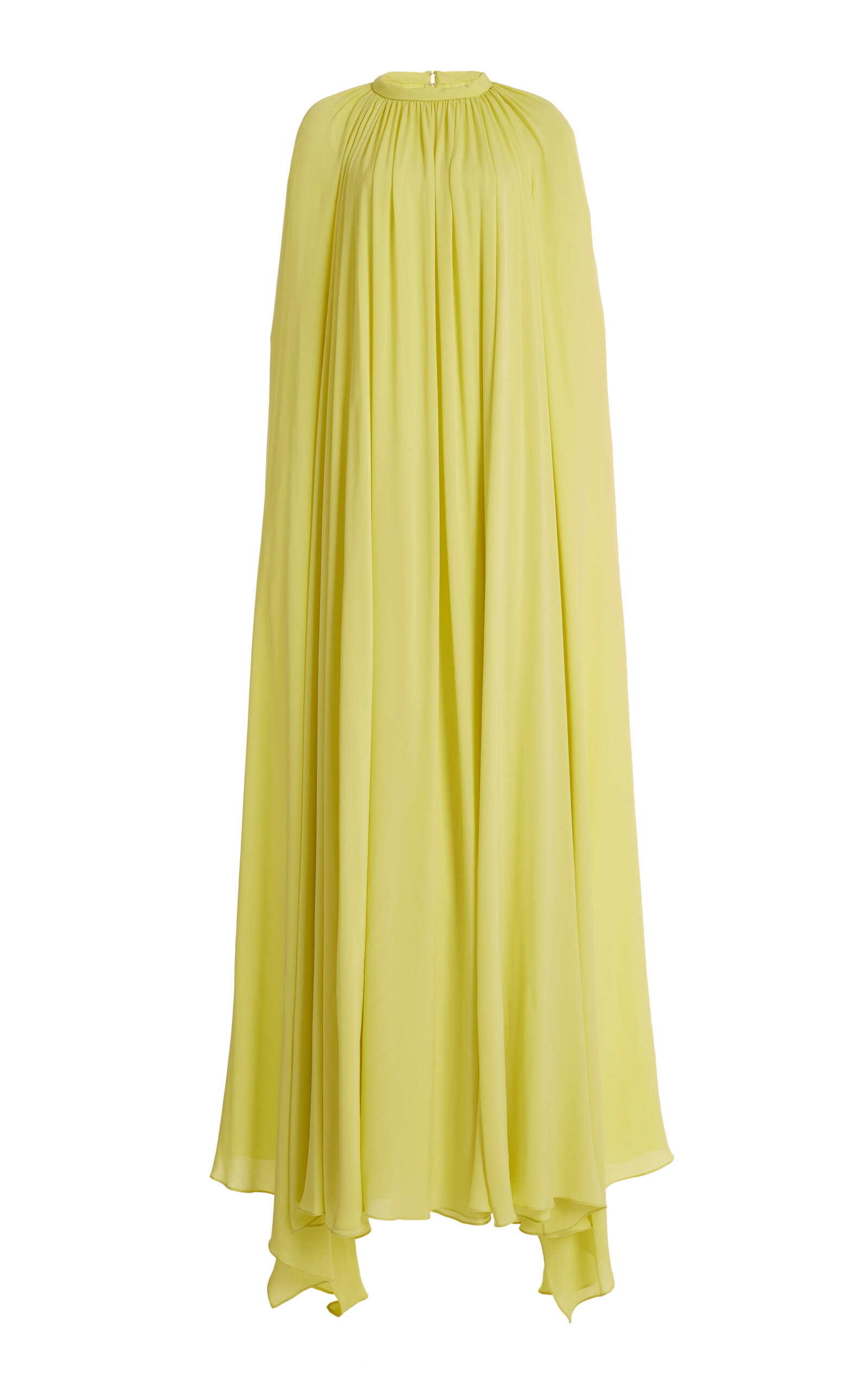 Elie Saab Draped Silk Maxi Dress In Yellow