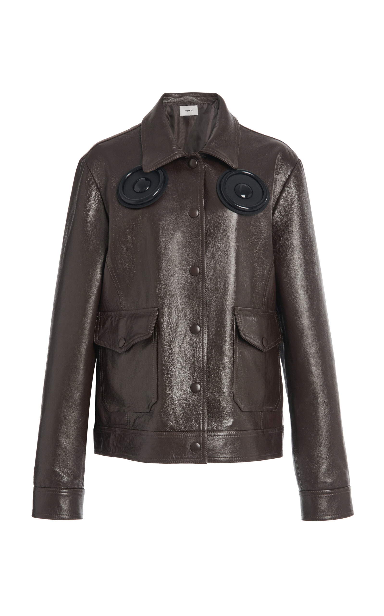 COPERNI SPEAKER-DETAILED LEATHER JACKET