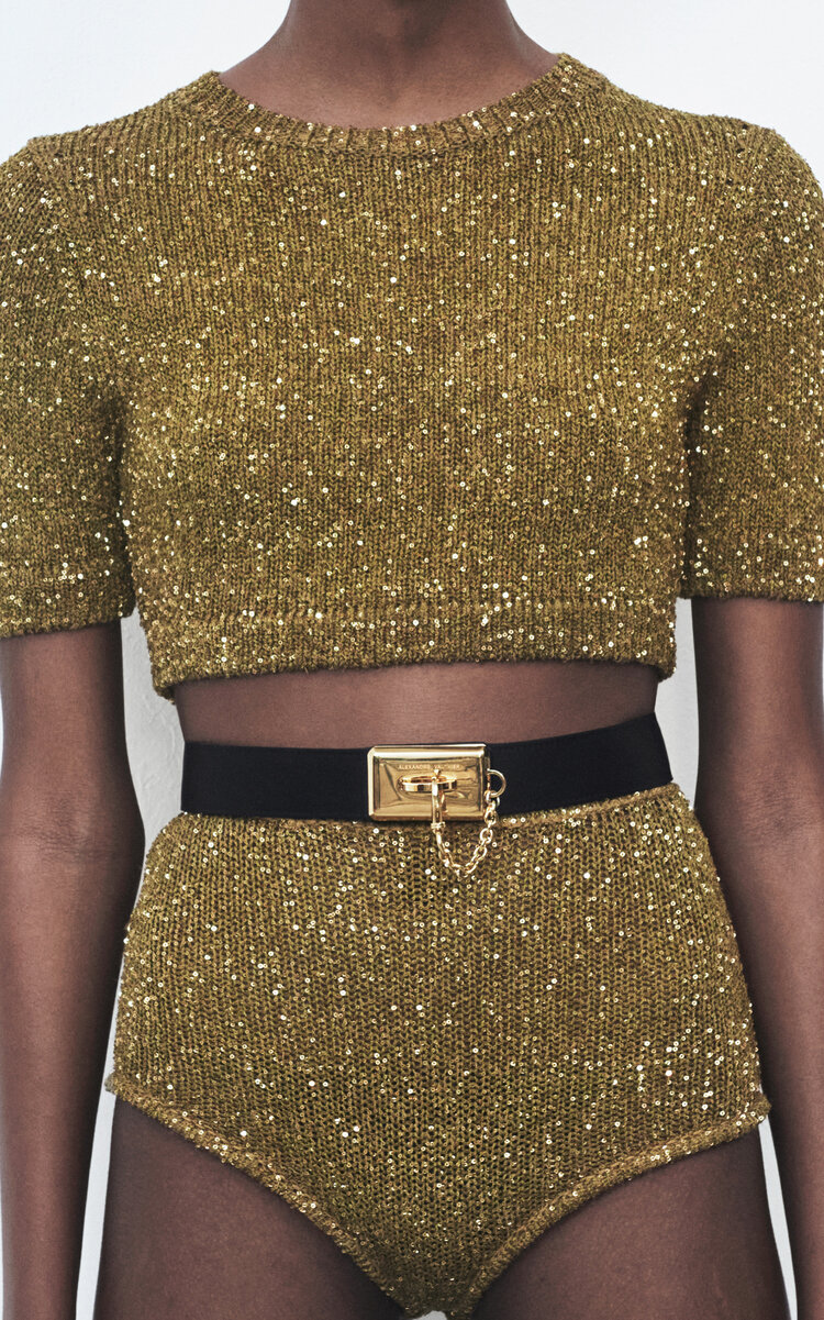Alexandre Vauthier - Sequined Knit Top - Gold - L - Only At Moda Operandi