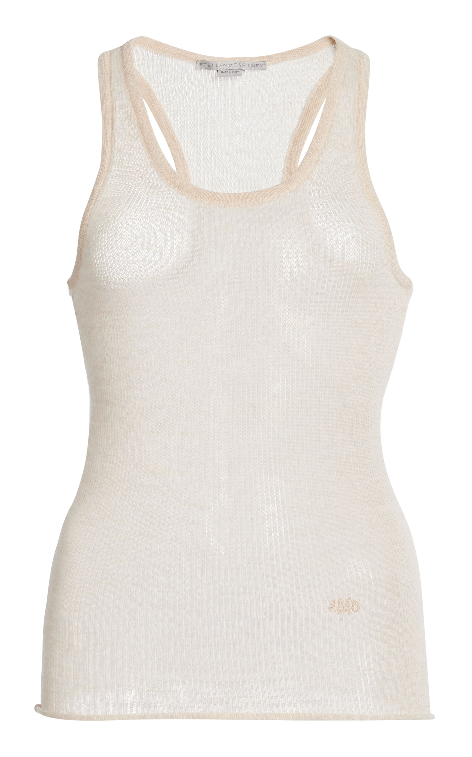 Stella Mccartney Light Wool-cotton Knit Tank Top In Nude