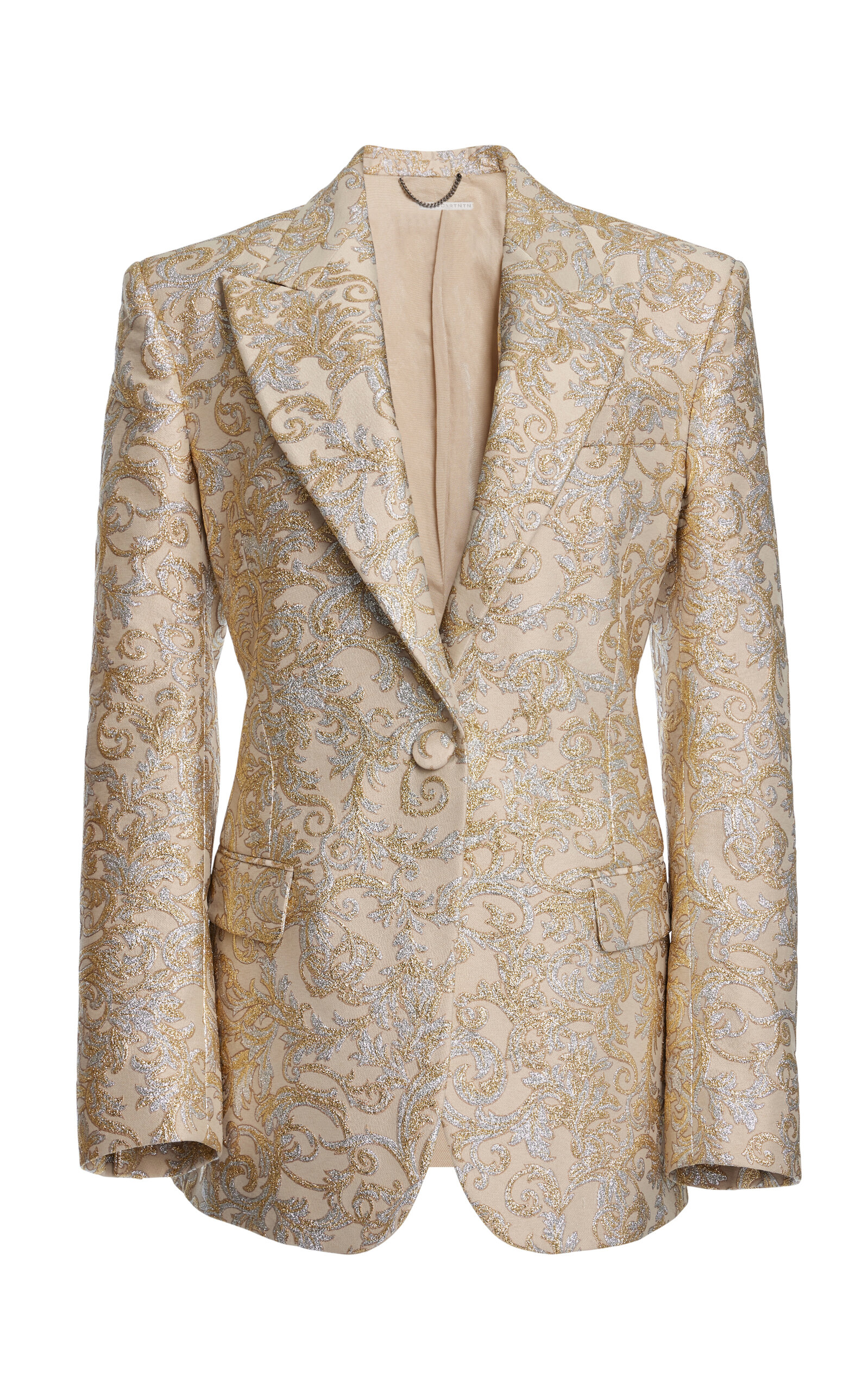 Shop Stella Mccartney Brocade Single-breasted Jacket In Gold
