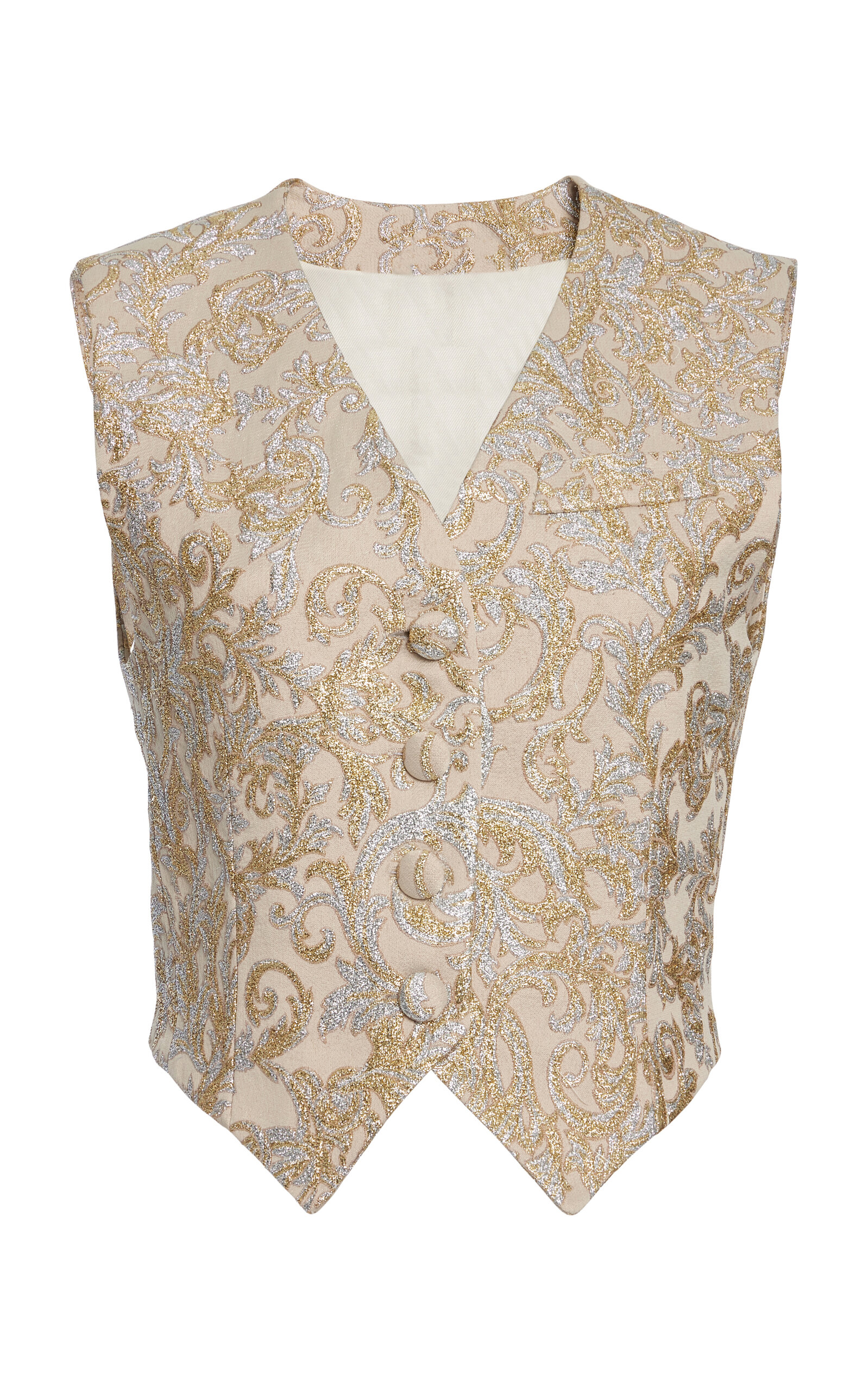 Stella Mccartney Cropped Wool Vest In Gold