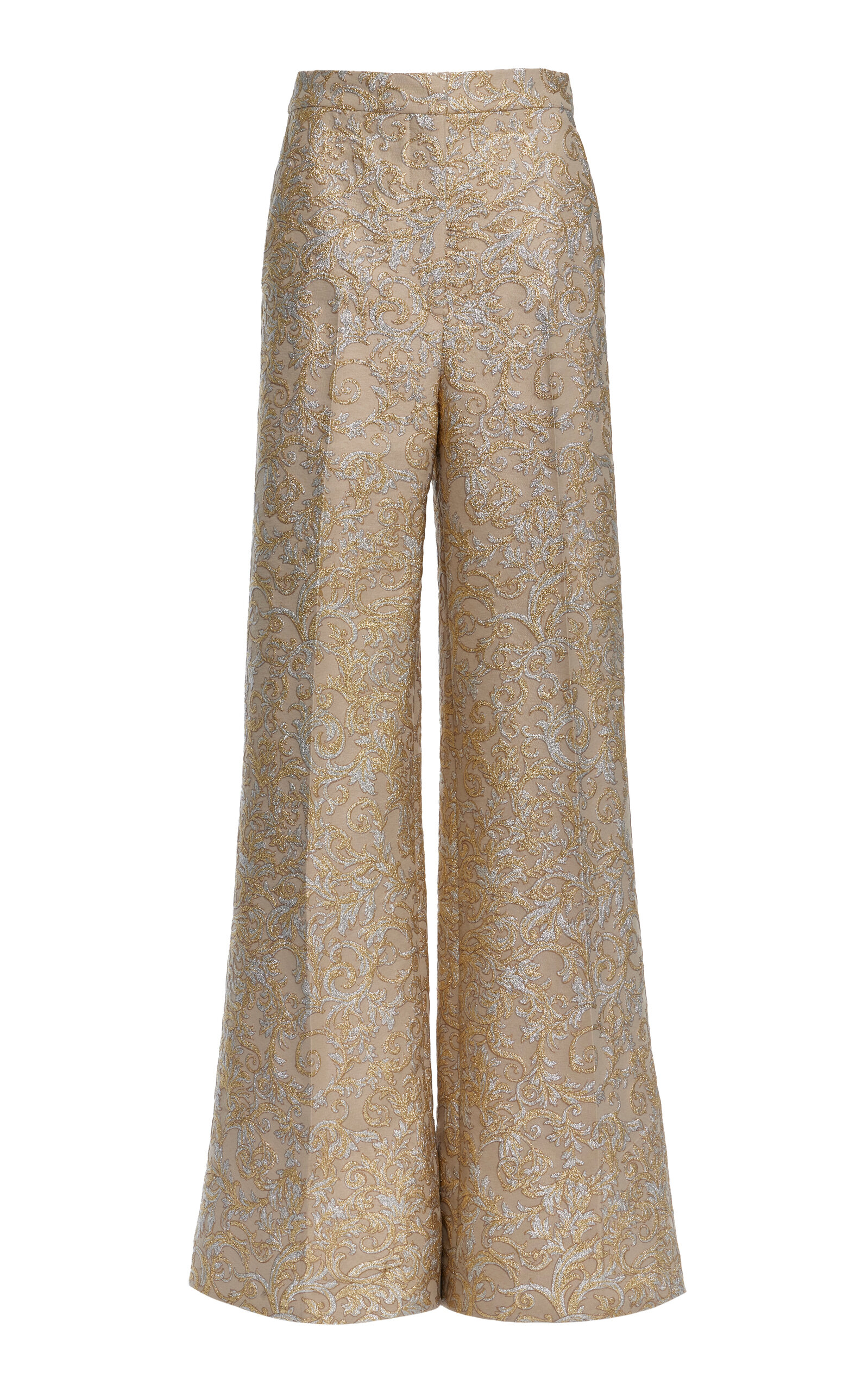 Stella Mccartney Brocade Wide-leg Trousers In Gold