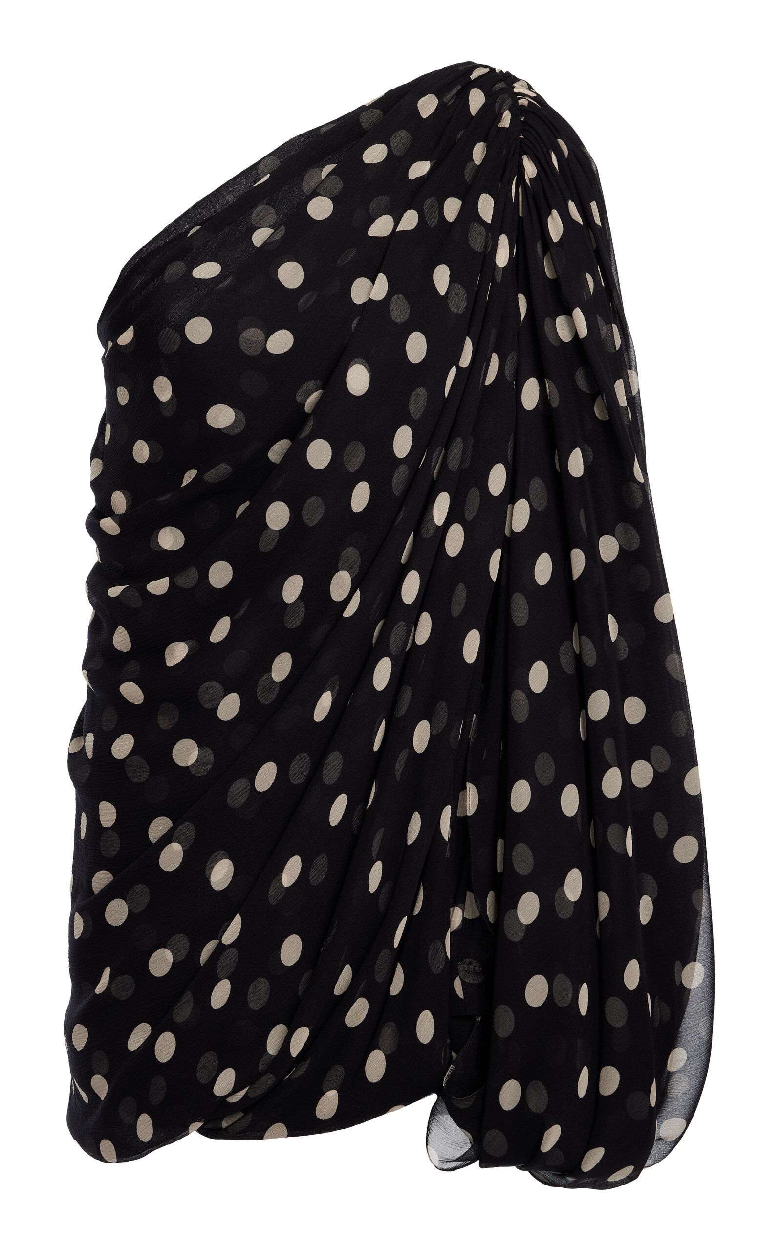 Shop Stella Mccartney Polka-dot Asymmetric Mini Dress In Black,white