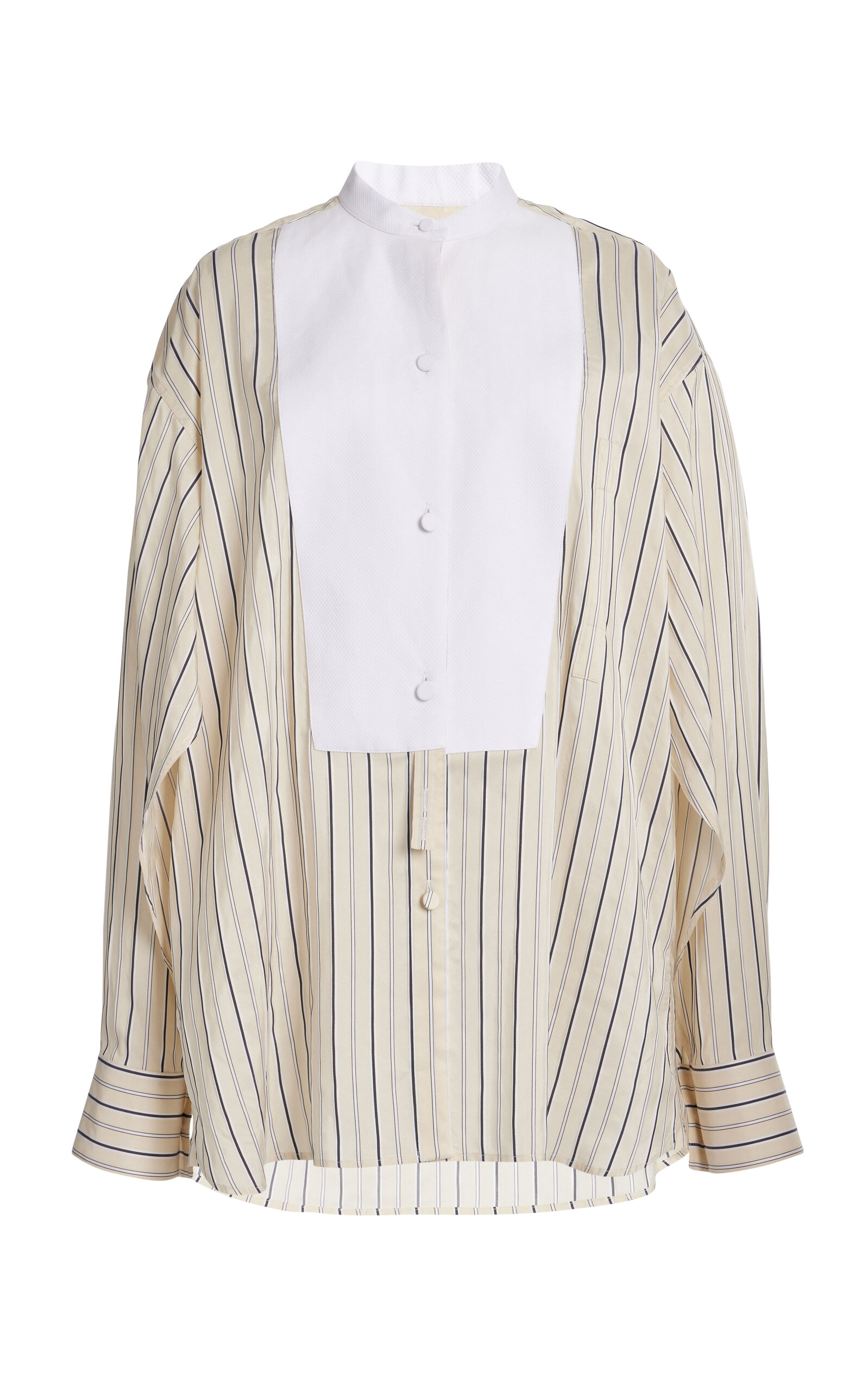 Shop Stella Mccartney Plastron Silk-blend Shirt In Neutral