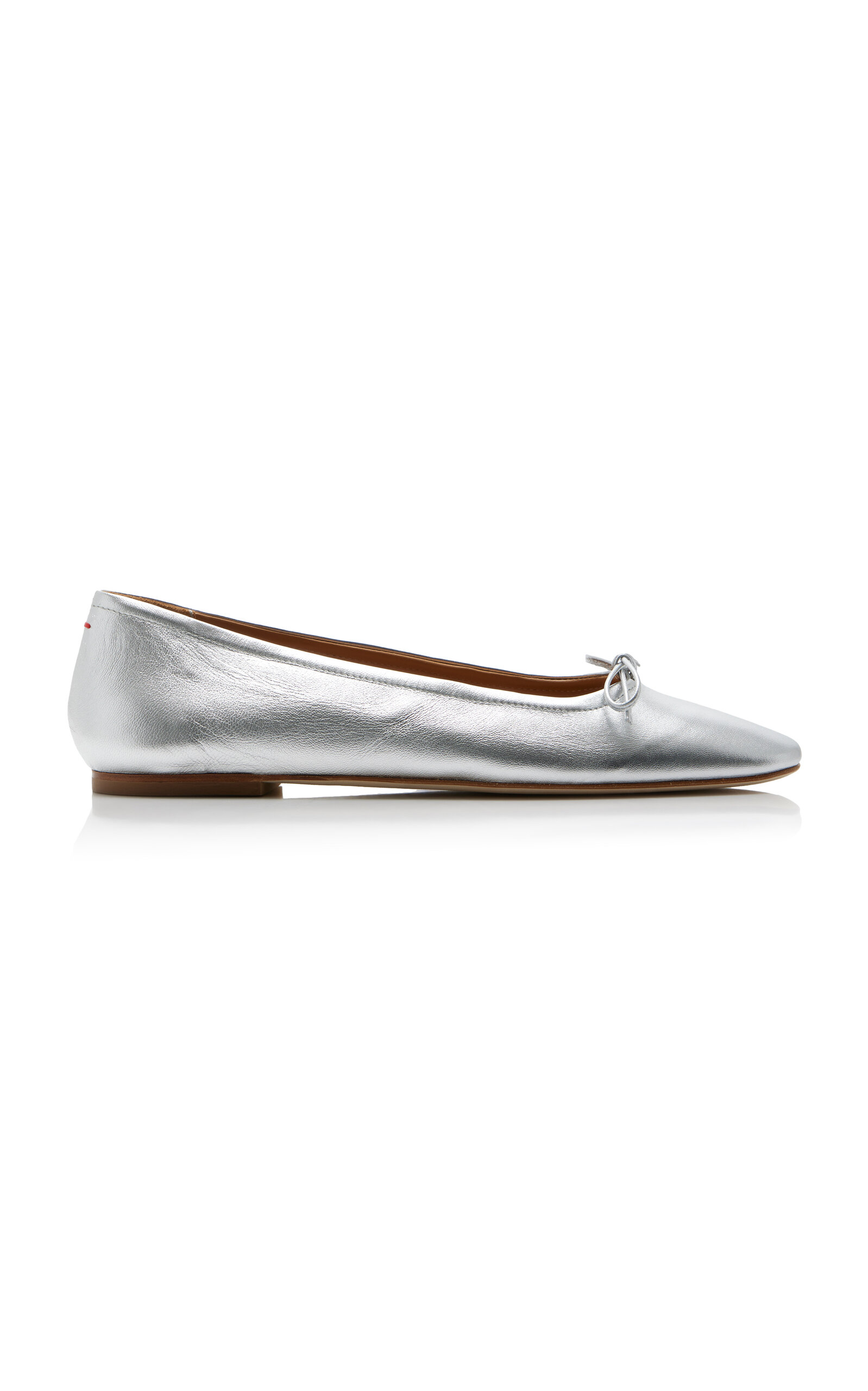Aeyde Delfina Metallic Leather Flats In Silver
