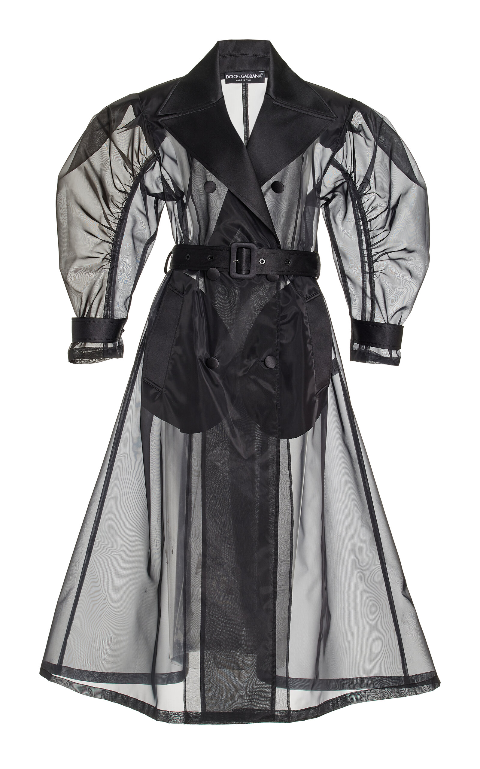 Shop Dolce & Gabbana Organza Midi Trench Dress In Black