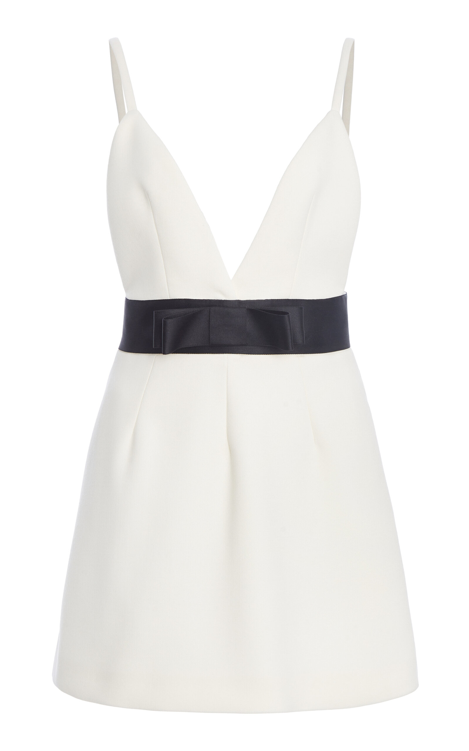 Shop Dolce & Gabbana Bow-detailed Wool Mini Dress In Ivory