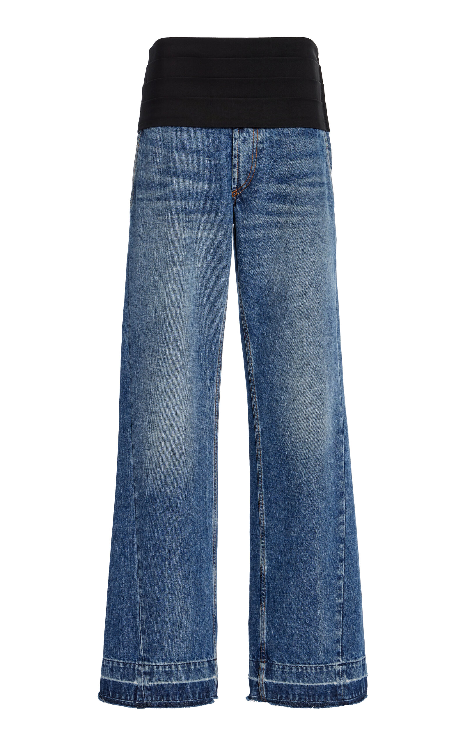 Shop Stella Mccartney Tuxedo-waist Wide-leg Jeans In Medium Wash