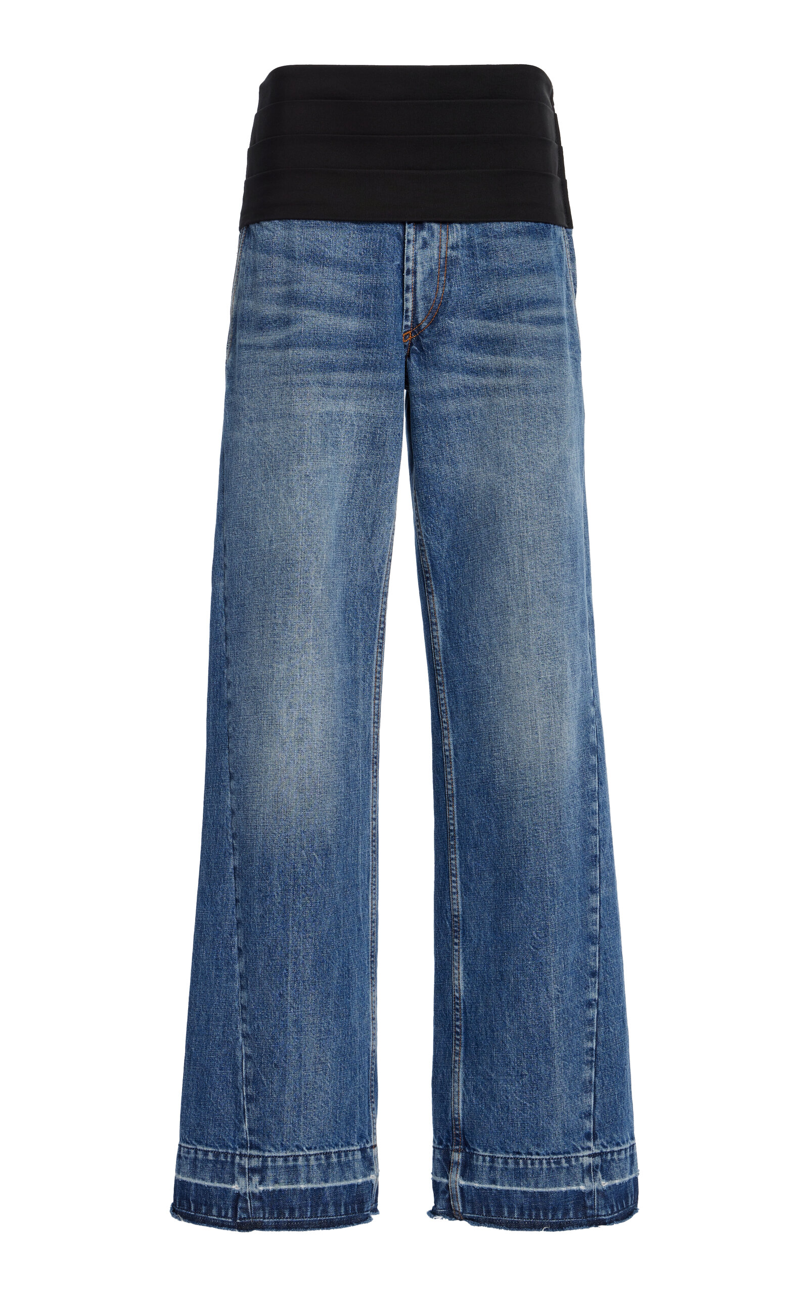 Stella Mccartney Tuxedo-embellished Wide-leg Jeans In Medium Wash