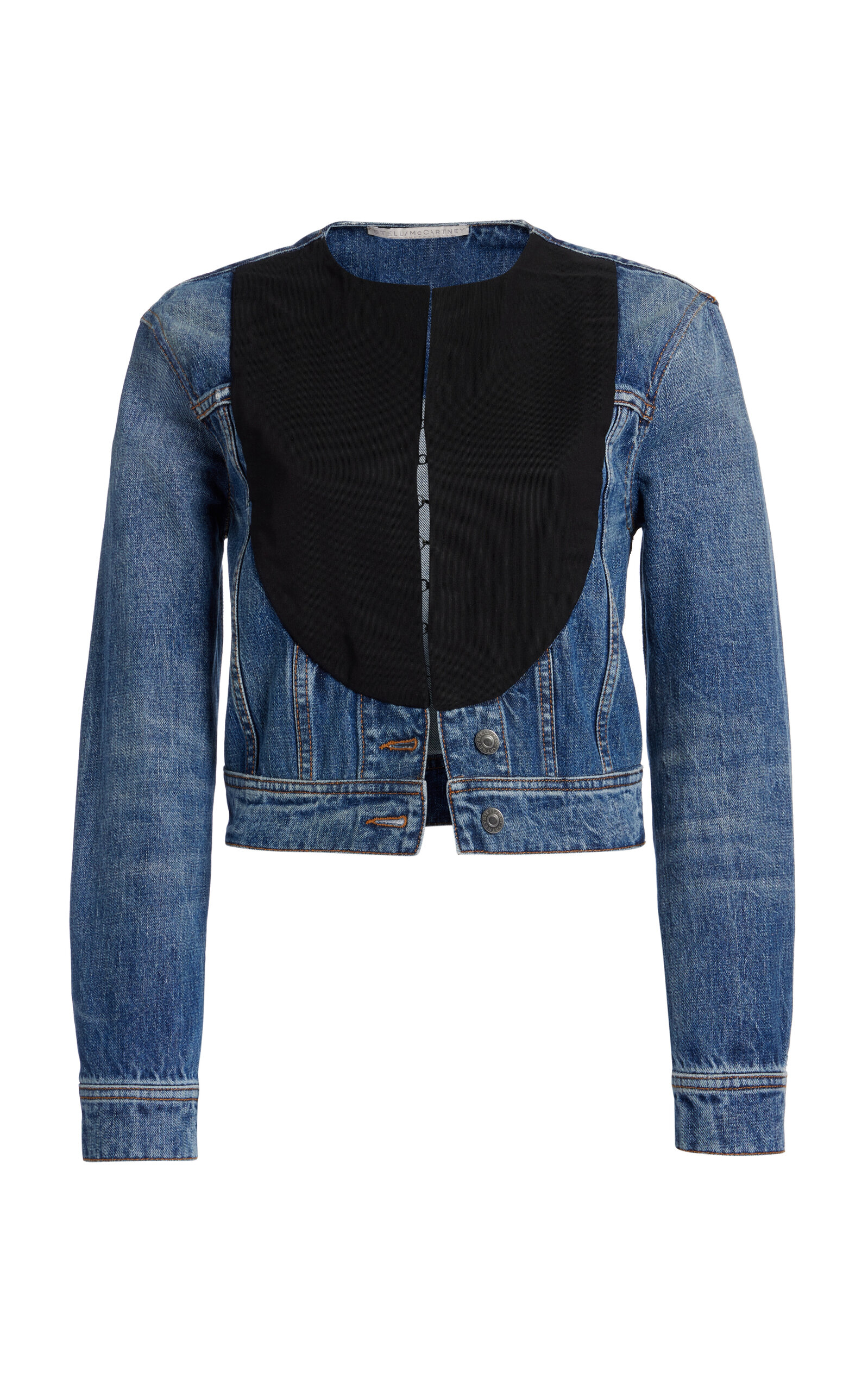 Shop Stella Mccartney Tuxedo Denim Jacket In Medium Wash