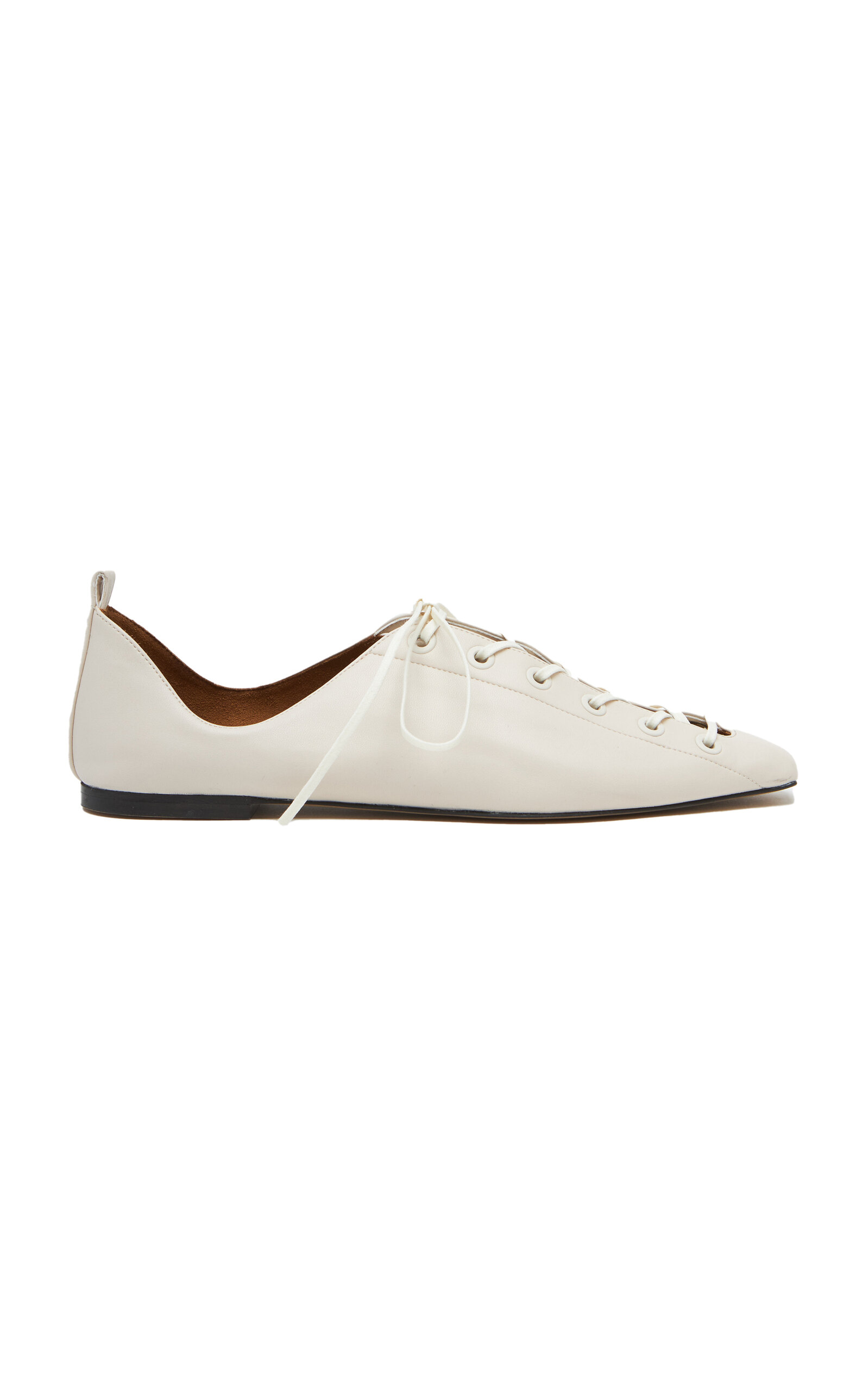 Shop Stella Mccartney Vegan Leather Lace-up Flats In Neutral