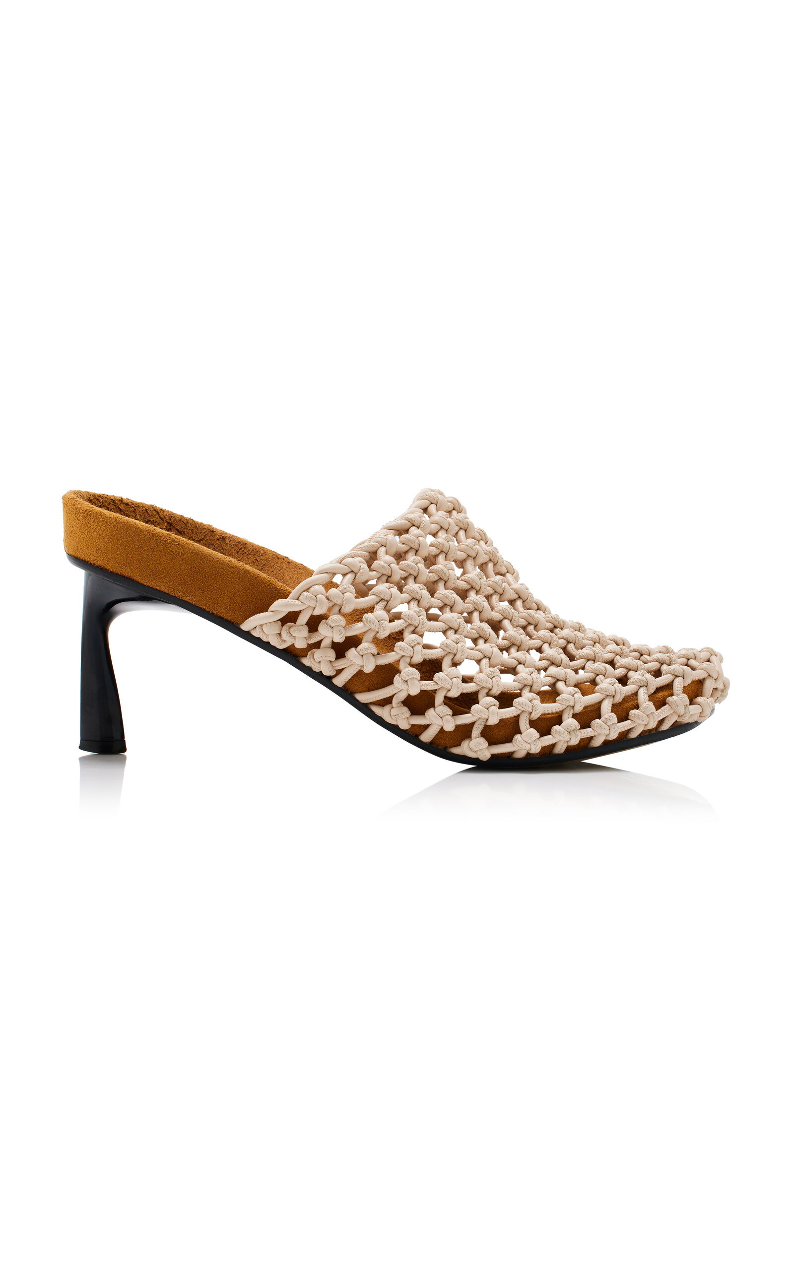 Shop Stella Mccartney Crocheted Vegan Leather Mules In Neutral