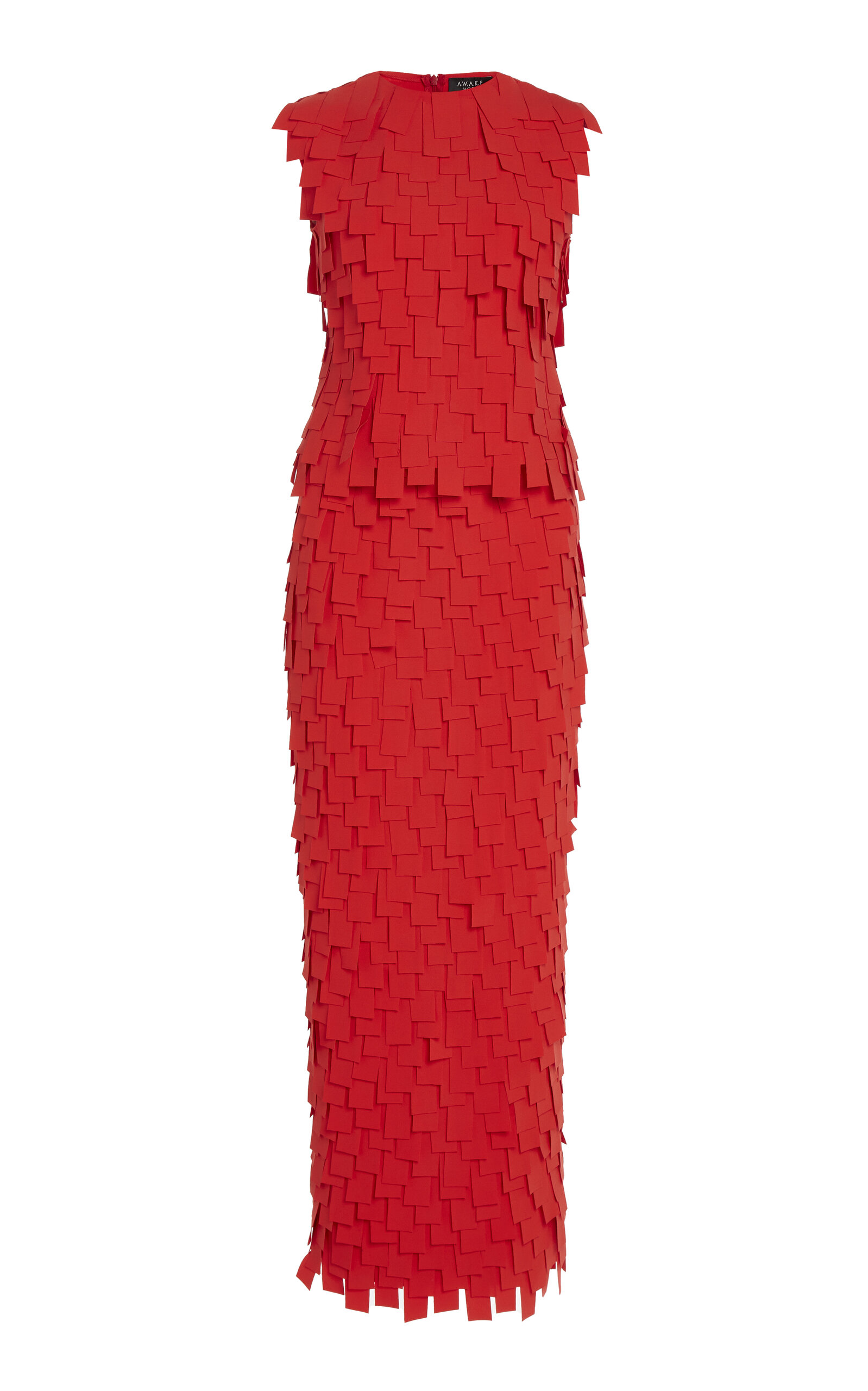 A.w.a.k.e. Multi-rectangle Roundneck Midi Dress In Red