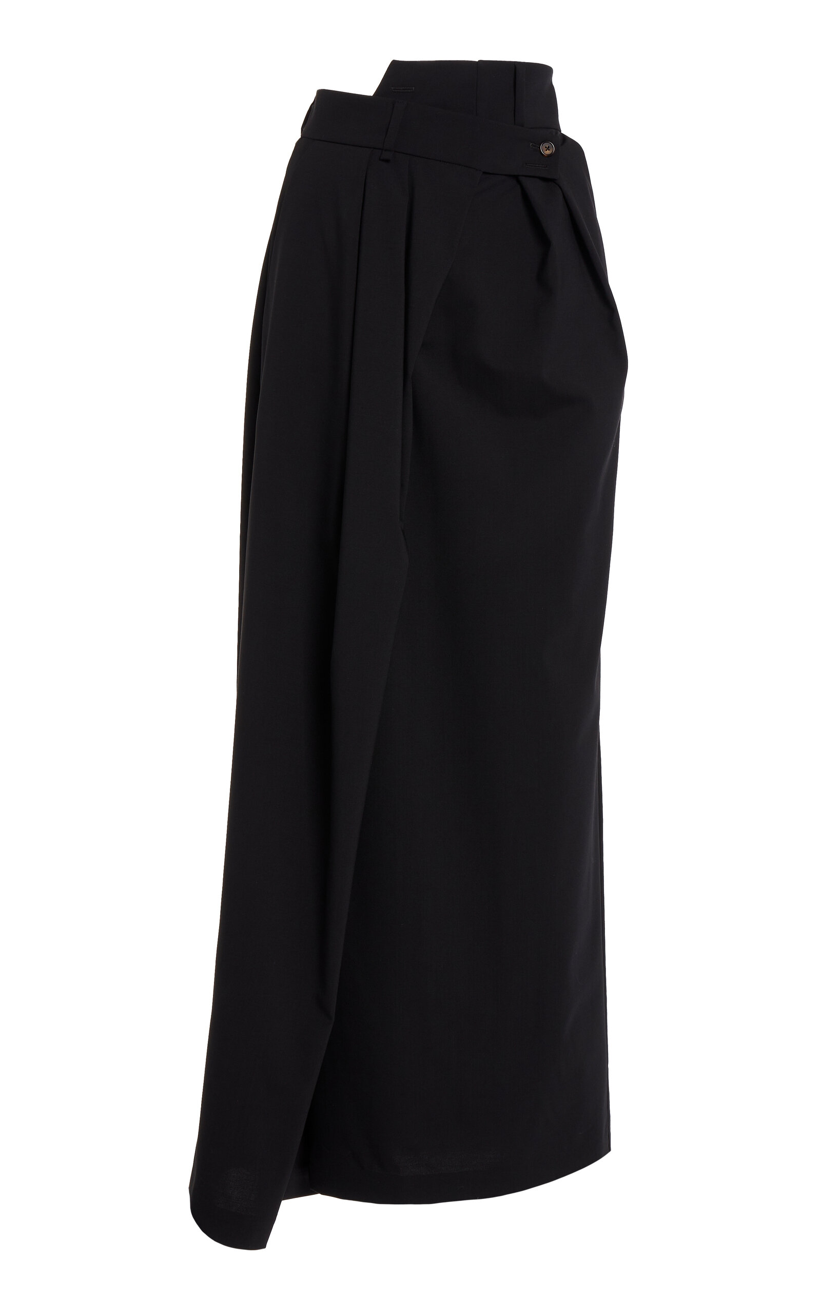 A.w.a.k.e. Deconstructed Stretch-wool Pant Skirt In Black