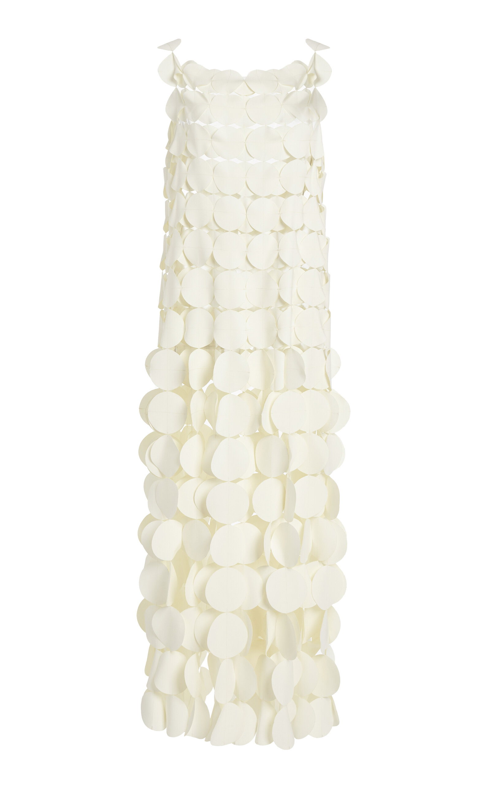 A.w.a.k.e. Multi-circle Double Layered Midi Dress In Ivory