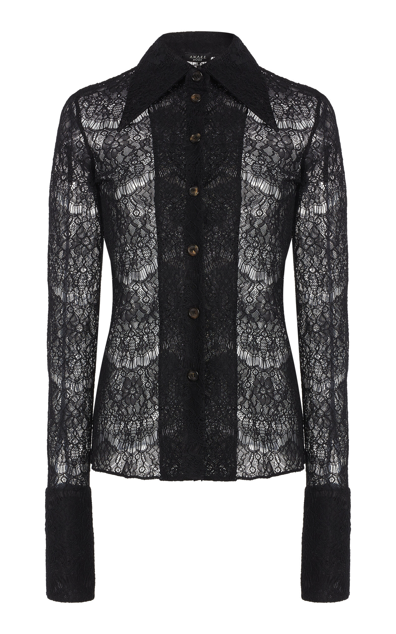 Shop A.w.a.k.e. Fitted Lace Shirt In Black