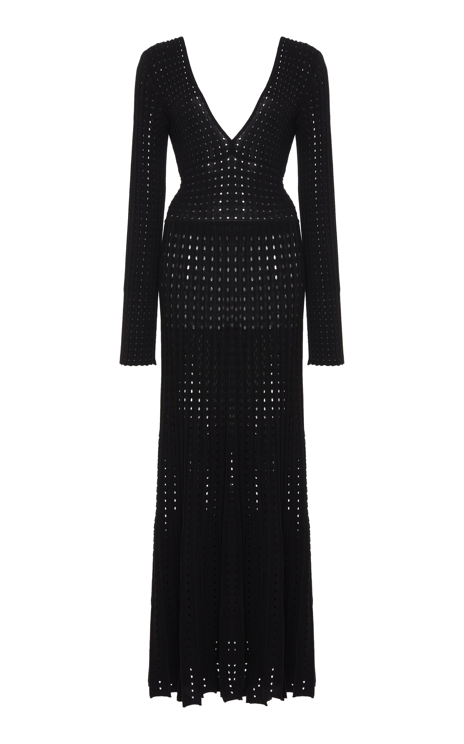 A.w.a.k.e. Perforated Knit Maxi Dress In Black